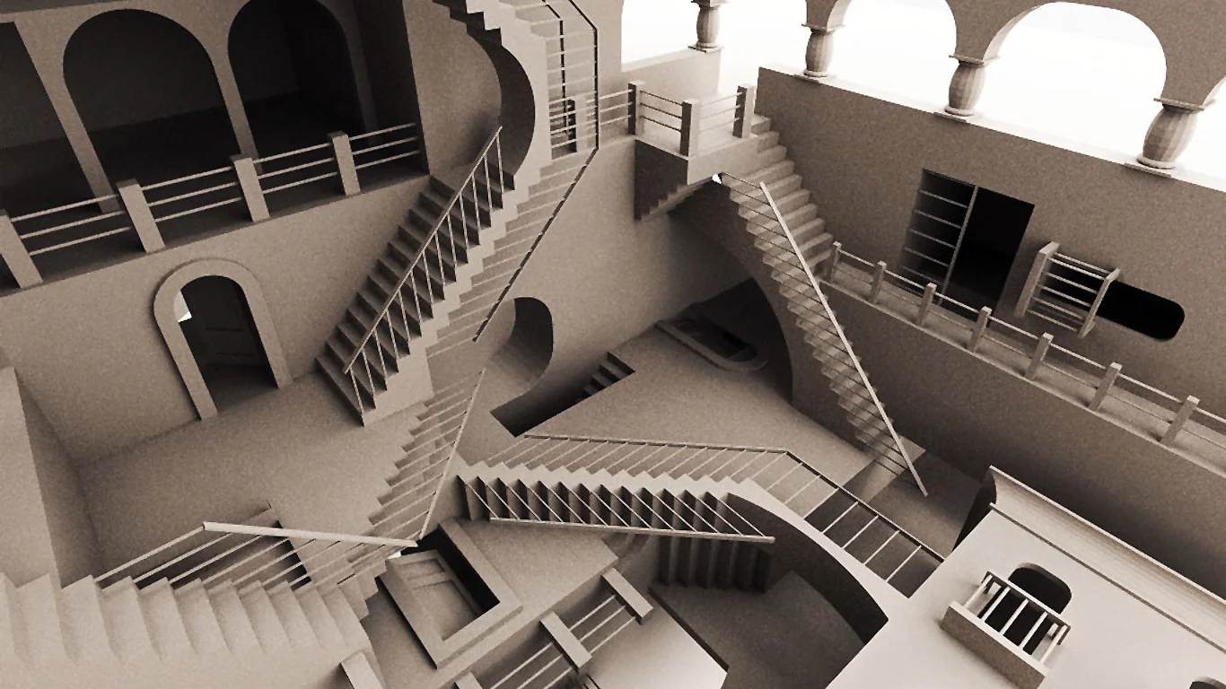 Como en las paradojas de M.C. Escher , piensa en situaciones imposibles para cambiar de perspectiva