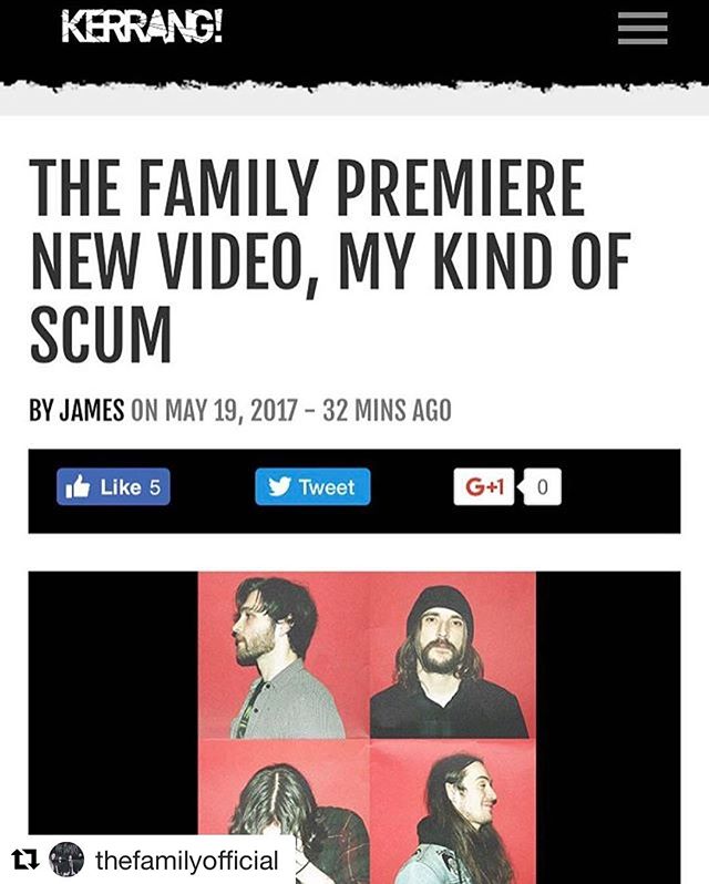 @thefamilyofficial premiering on @kerrangmagazine_ - EP out today, so much fun making this with these guys