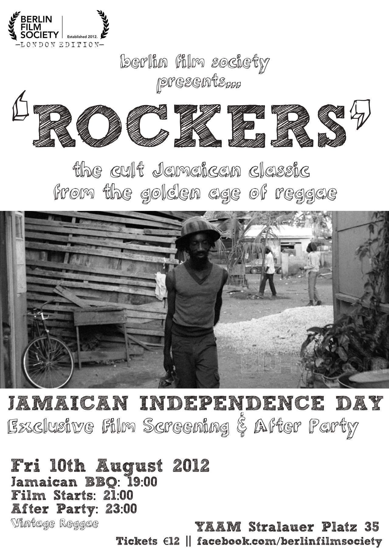 UNLIKE CITY GUIDES Berlin Film Society - Rockers
Fifty years ago this week, Jamaica gained independence from the British. Celebrate in style Friday night as the Berlin Film Society shows an exclusive screening of the 1978 cult classic, “Rockers,” at YAAM . Show up early to feast on some delish Jamaican BBQ before the 21:00 start time. Then let the soundtrack get you hyped for a vintage reggae after party with DJs Barney Millah and Stefan from Such A Sound . An entrance fee of 12€ gets you in on all the action .