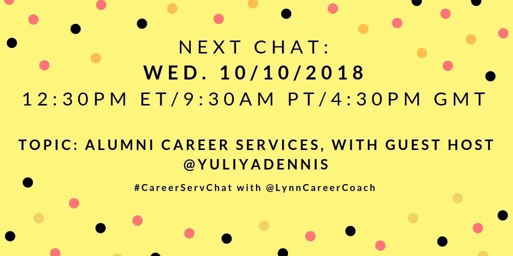 The next chat is set for Wed. 10/10/18 at 12:30 pm ET/9:30 am PT/4:30 pm GMT.