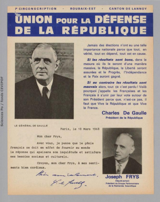Législatives 1968 (Nord, 7e circonscription) : profession de foi du 1er tour