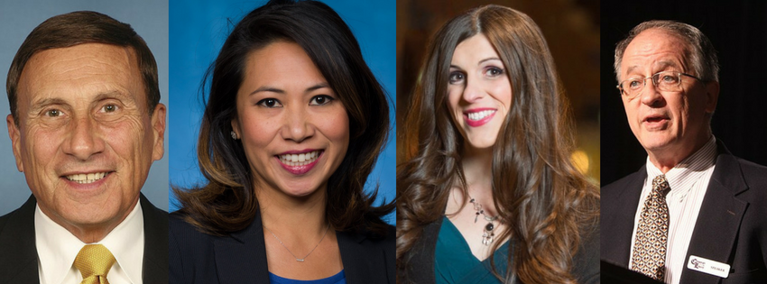 De gauche à droite : John Mica, Stephanie Murphy (Floride), Danica Roem, Robert "Bob" Marshall (Virginie)&nbsp;