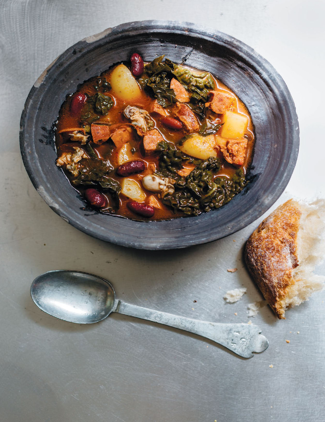 Portuguese Kale Stew with Oysters