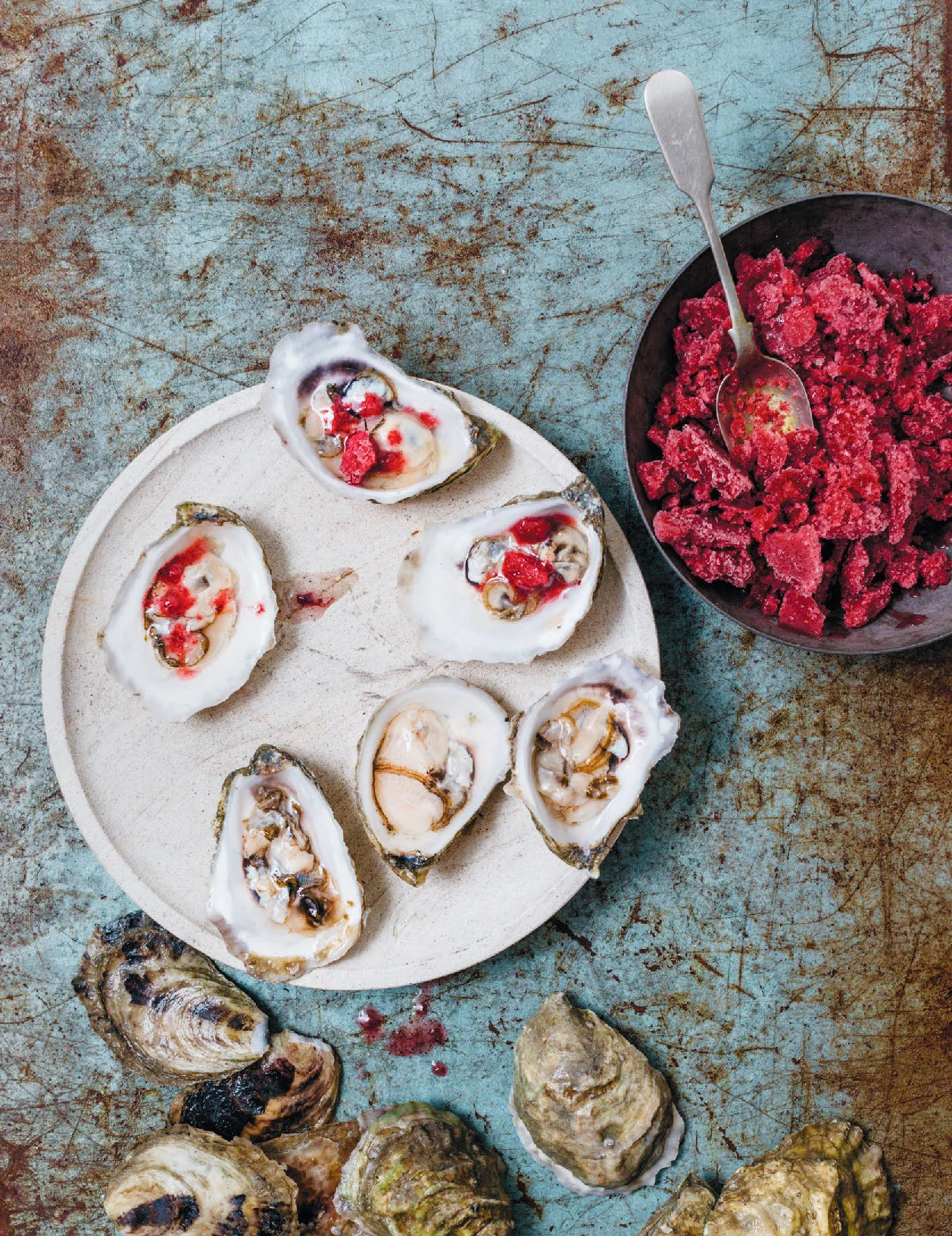 Oysters with Cranberry Sumac Granita