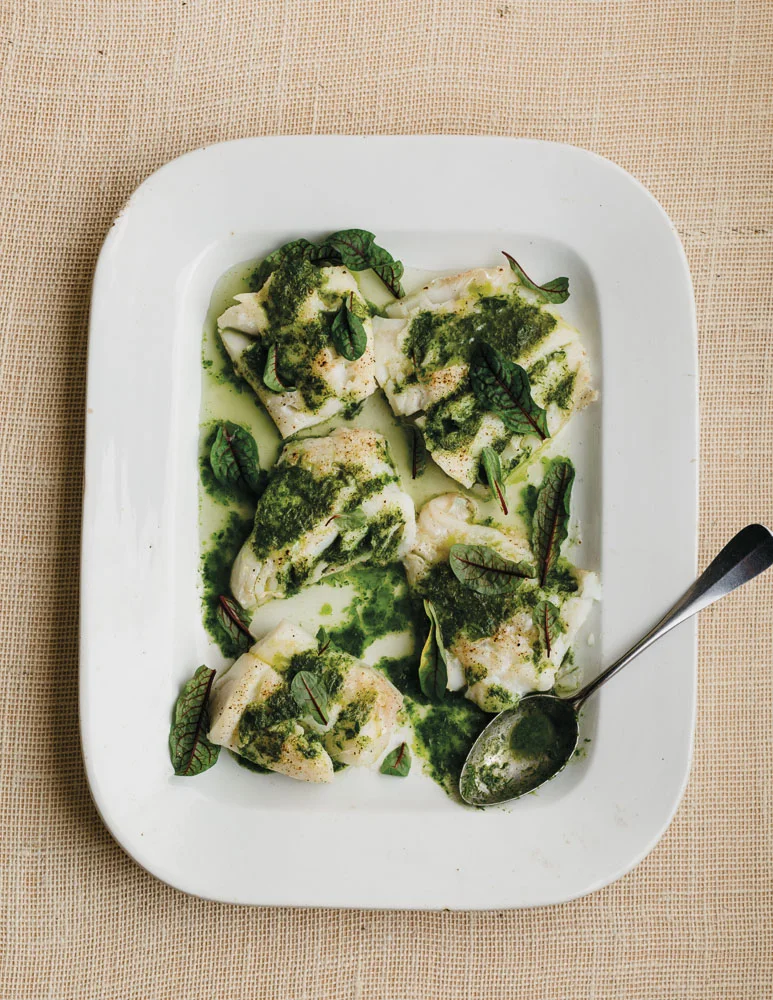 Broiled Cod with Dill Sauce and Sorrel