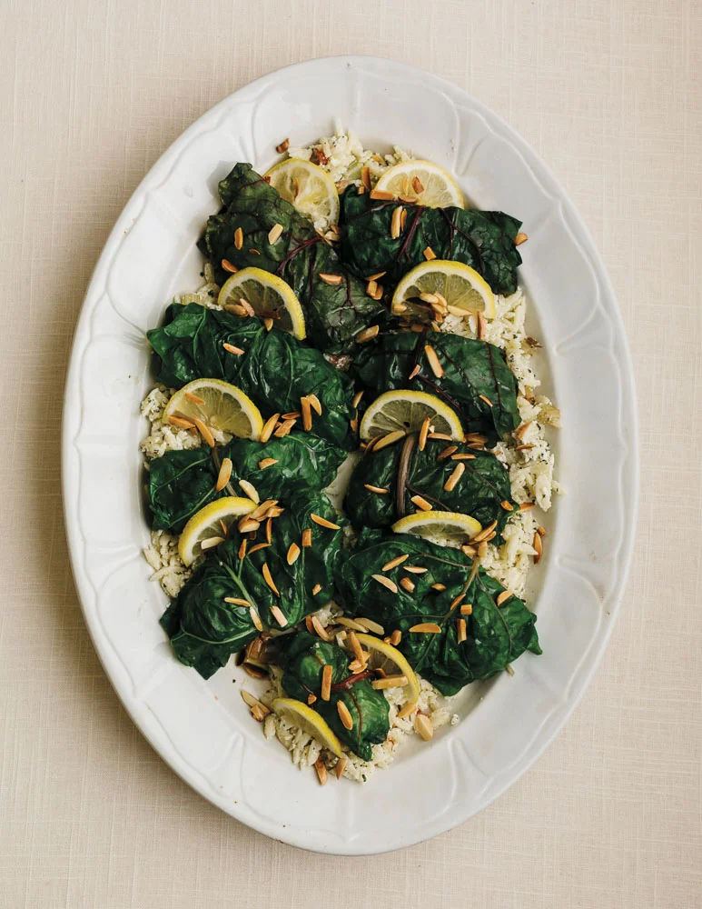 Stuffed Swiss Chard with Creamy Orzo 