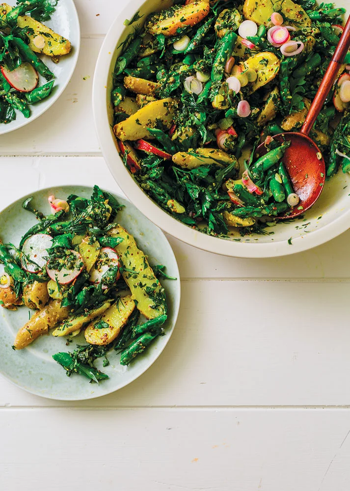 Pickled Spring Onion, Asparagus and Potato Salad