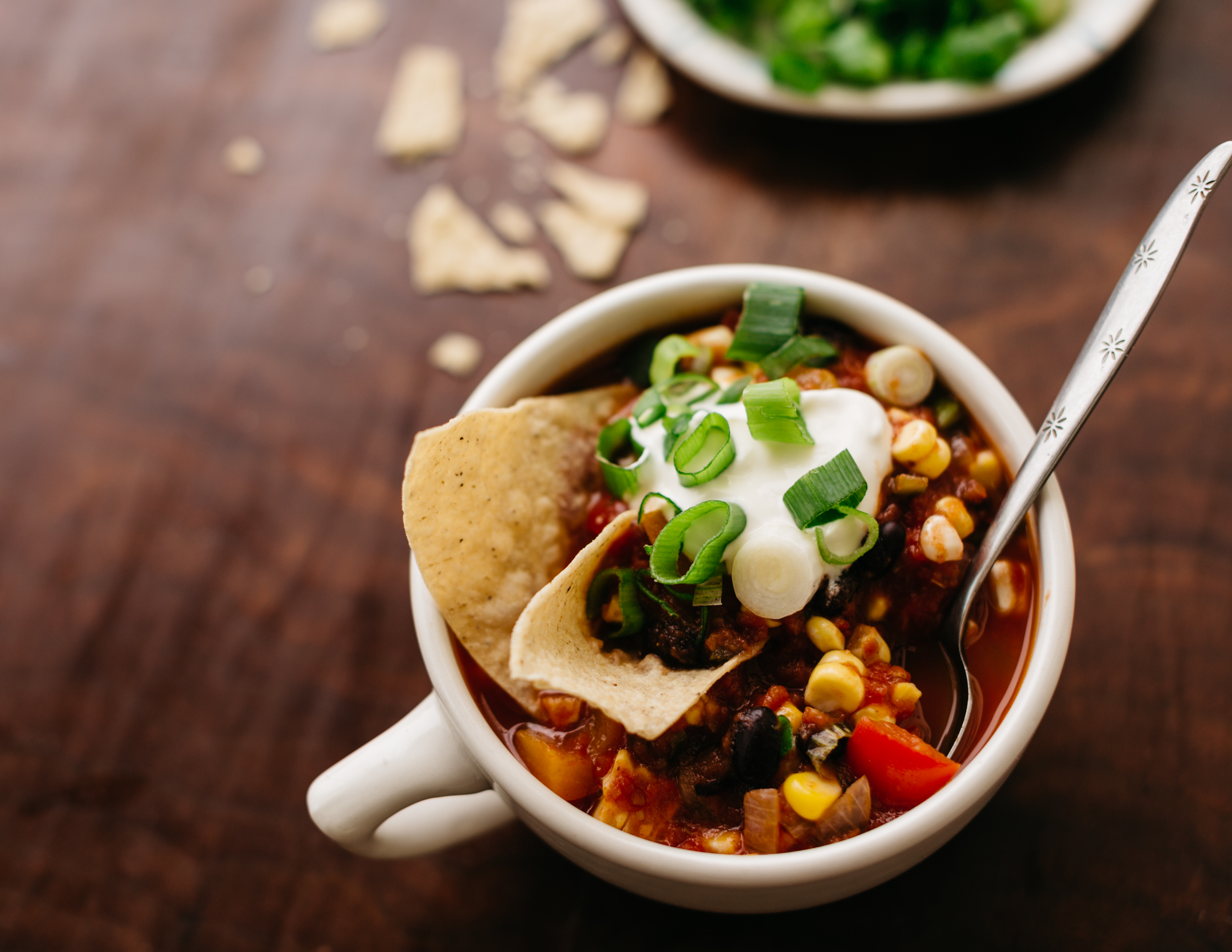 Black Bean, Sweet Corn, Hot and Bell Pepper Chili 