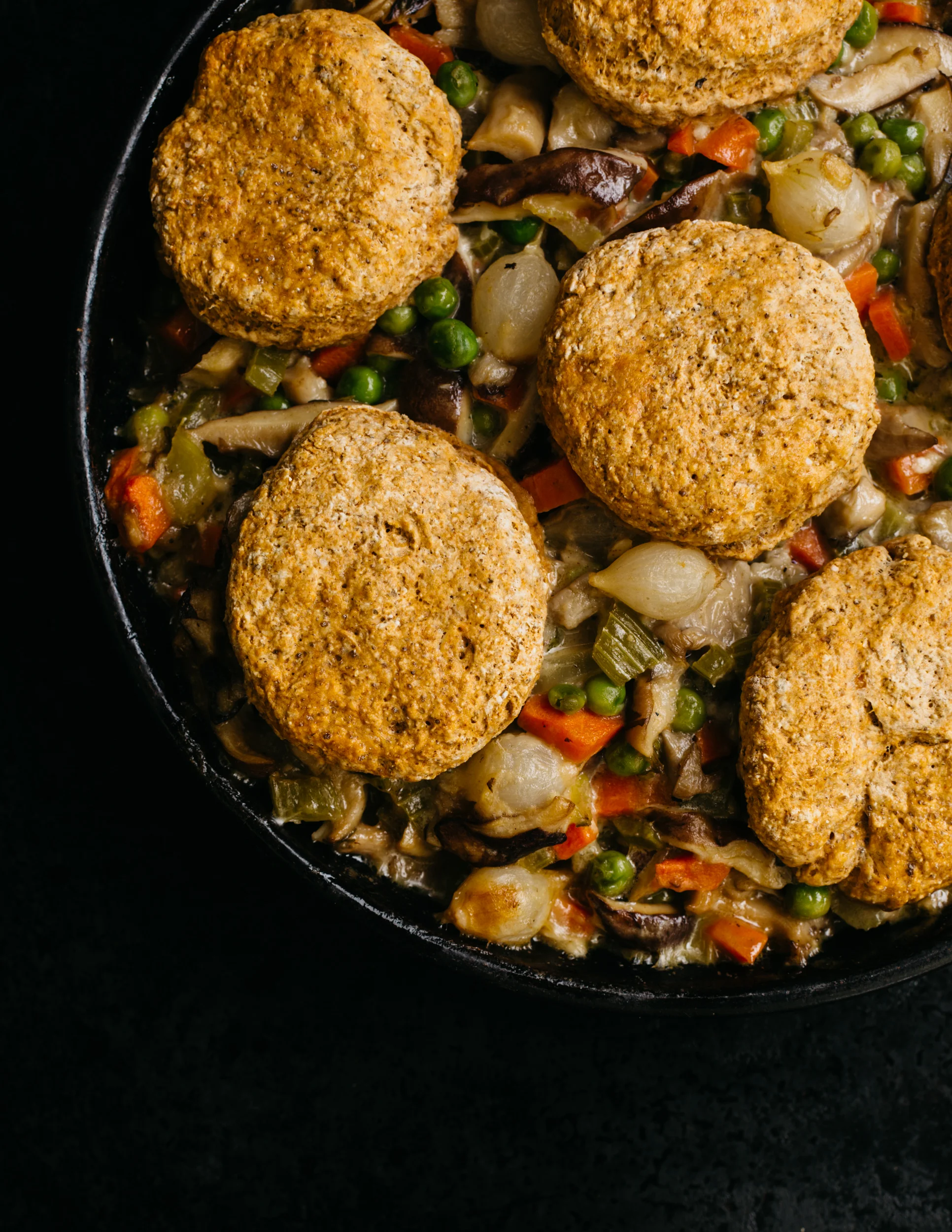 Mushroom Pot Pie with Rye Biscuits 