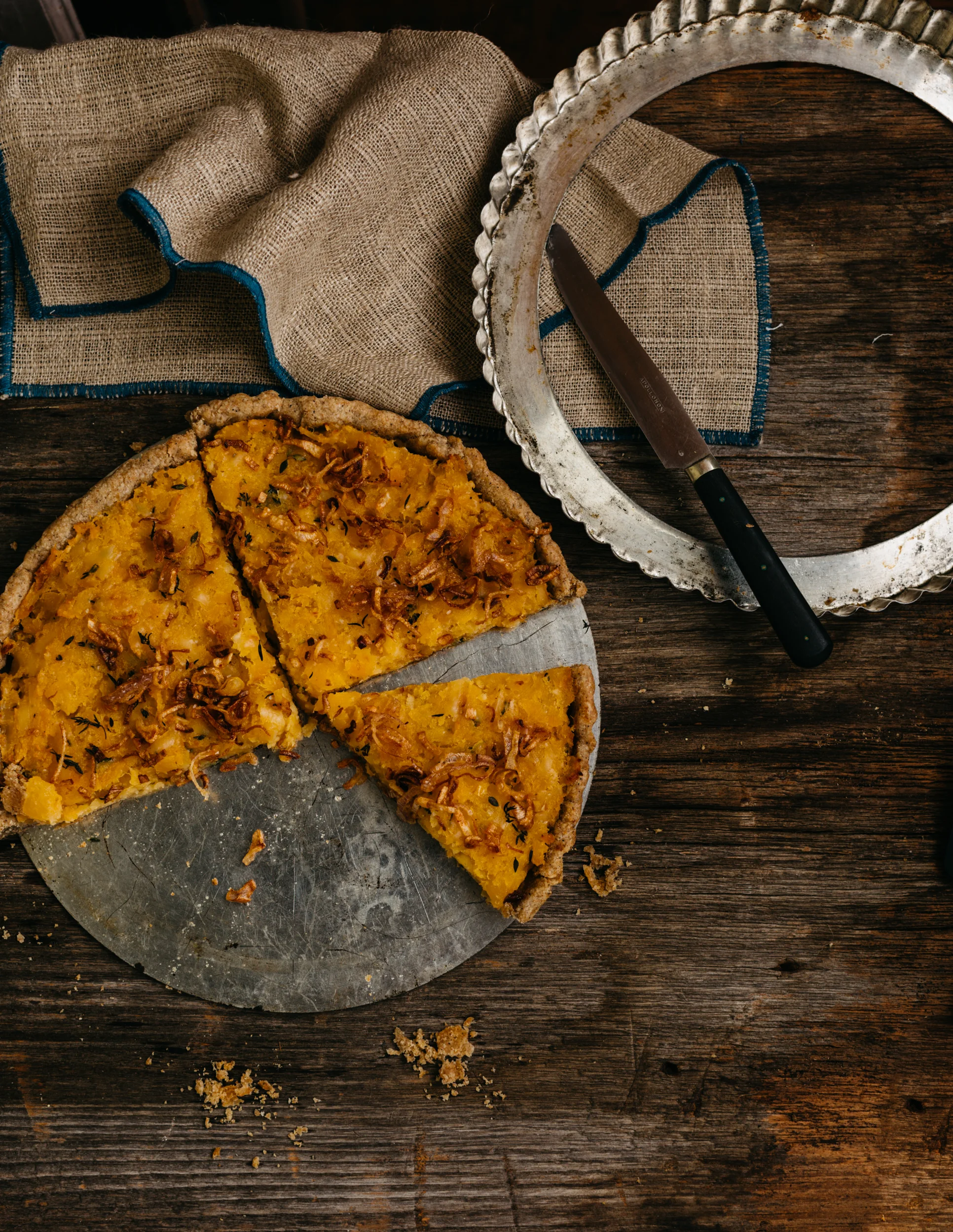 Rutabaga Tart with Shallots, Aged Cheddar and Rye Crust