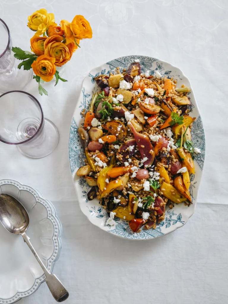 Sunday Dinner Roasted Roots with Farro and Feta