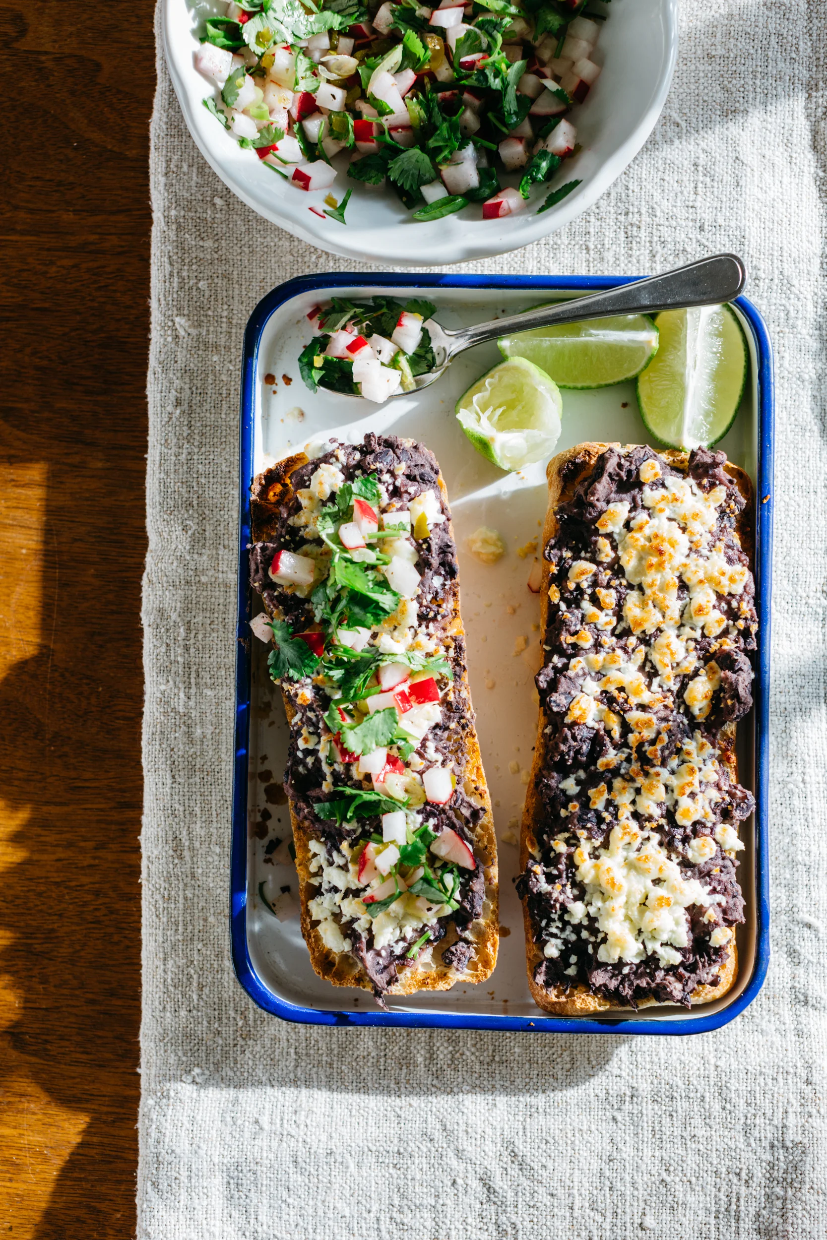 Black Bean Molletes with Radish Salsa