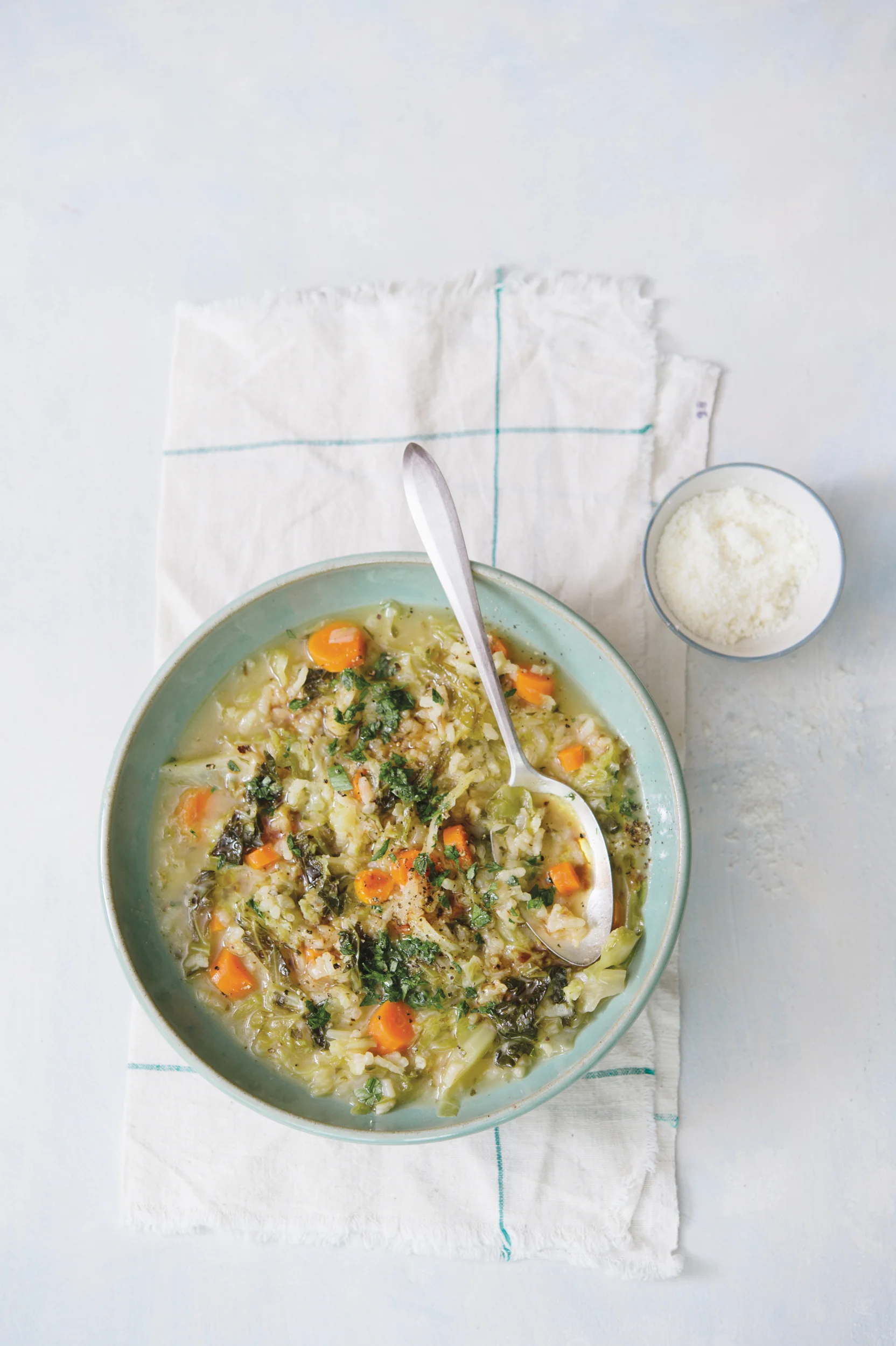 Savoy Cabbage, Carrot and Rice Soup