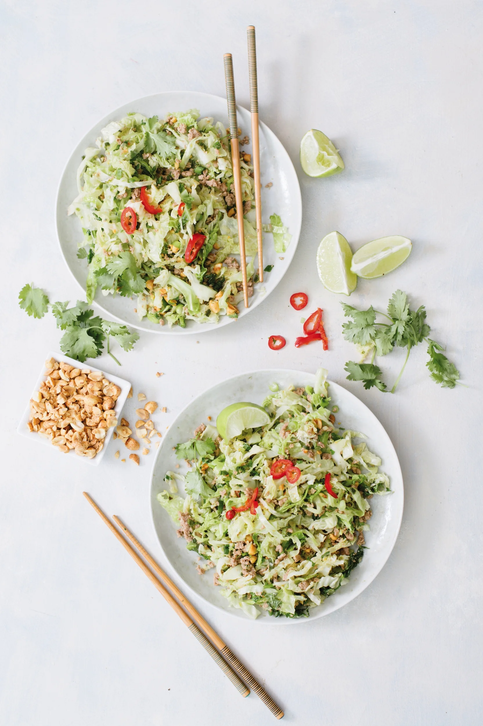 Stir-Fried Savoy Cabbage + Pork with Peanuts and Cilantro