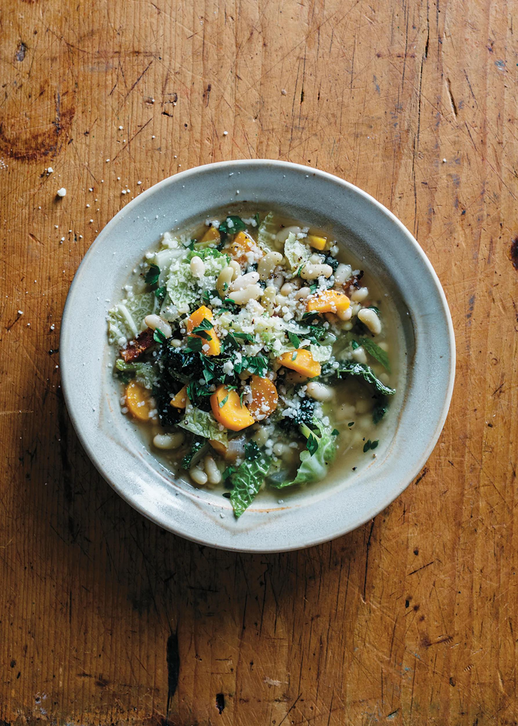 Farmers Market Cabbage, Bean, and Bacon Soup