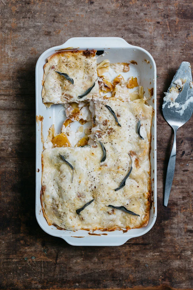 Winter Squash Lasagna with Pancetta Besciamella, Fresh Pasta and Sage