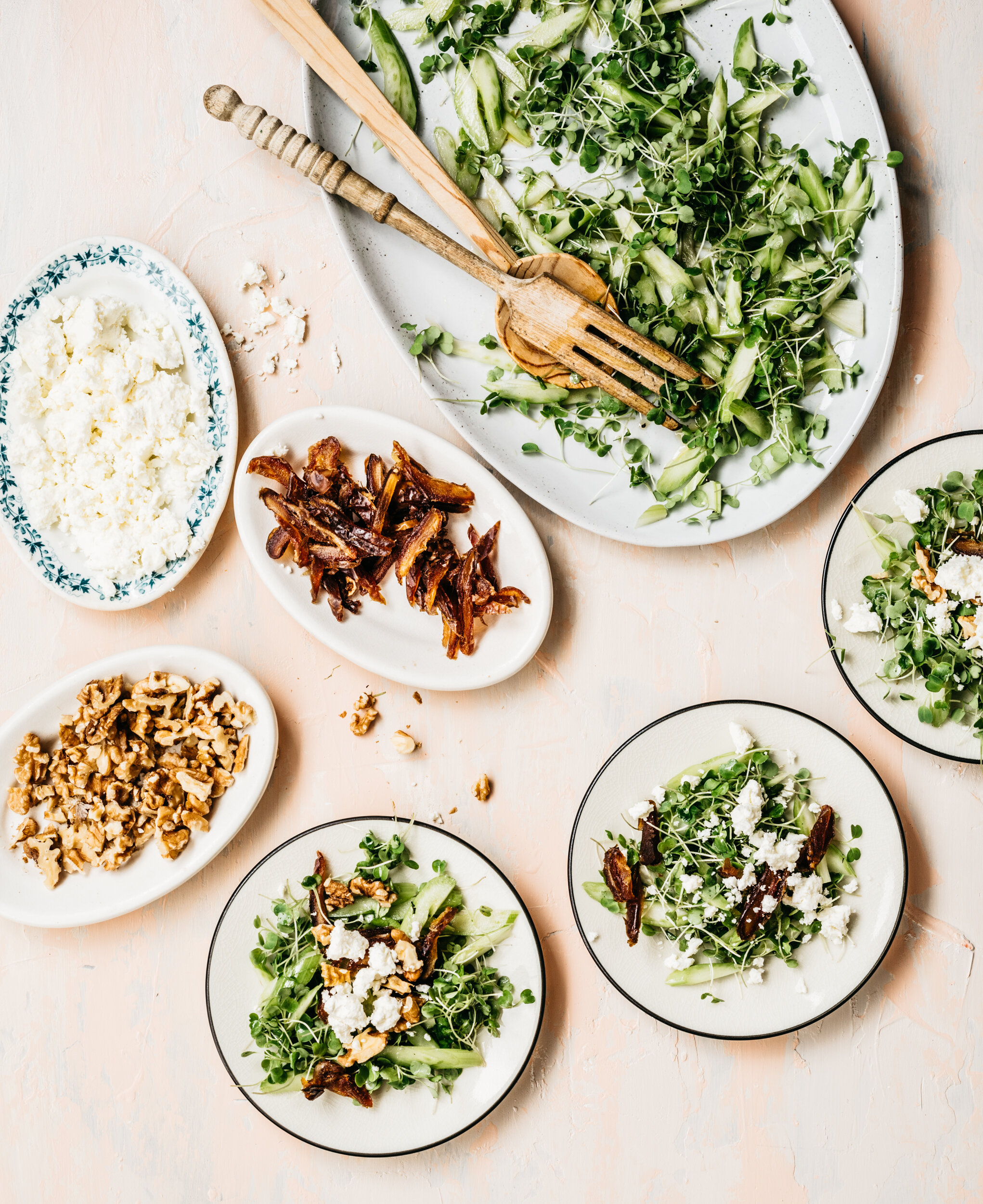 Celery, Date and Feta Salad with Arugula Microgreens