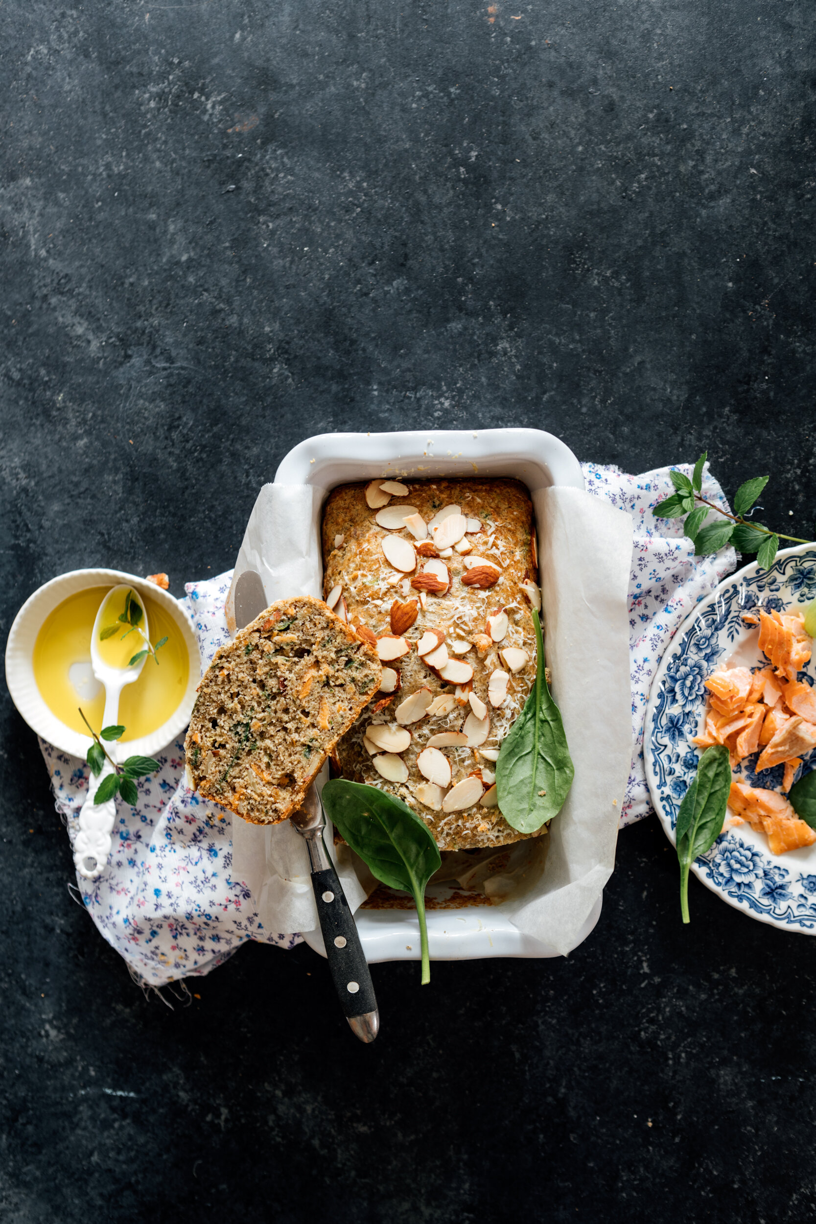 Cake au Saumon (Salmon and Spinach Cake; Gluten Free)