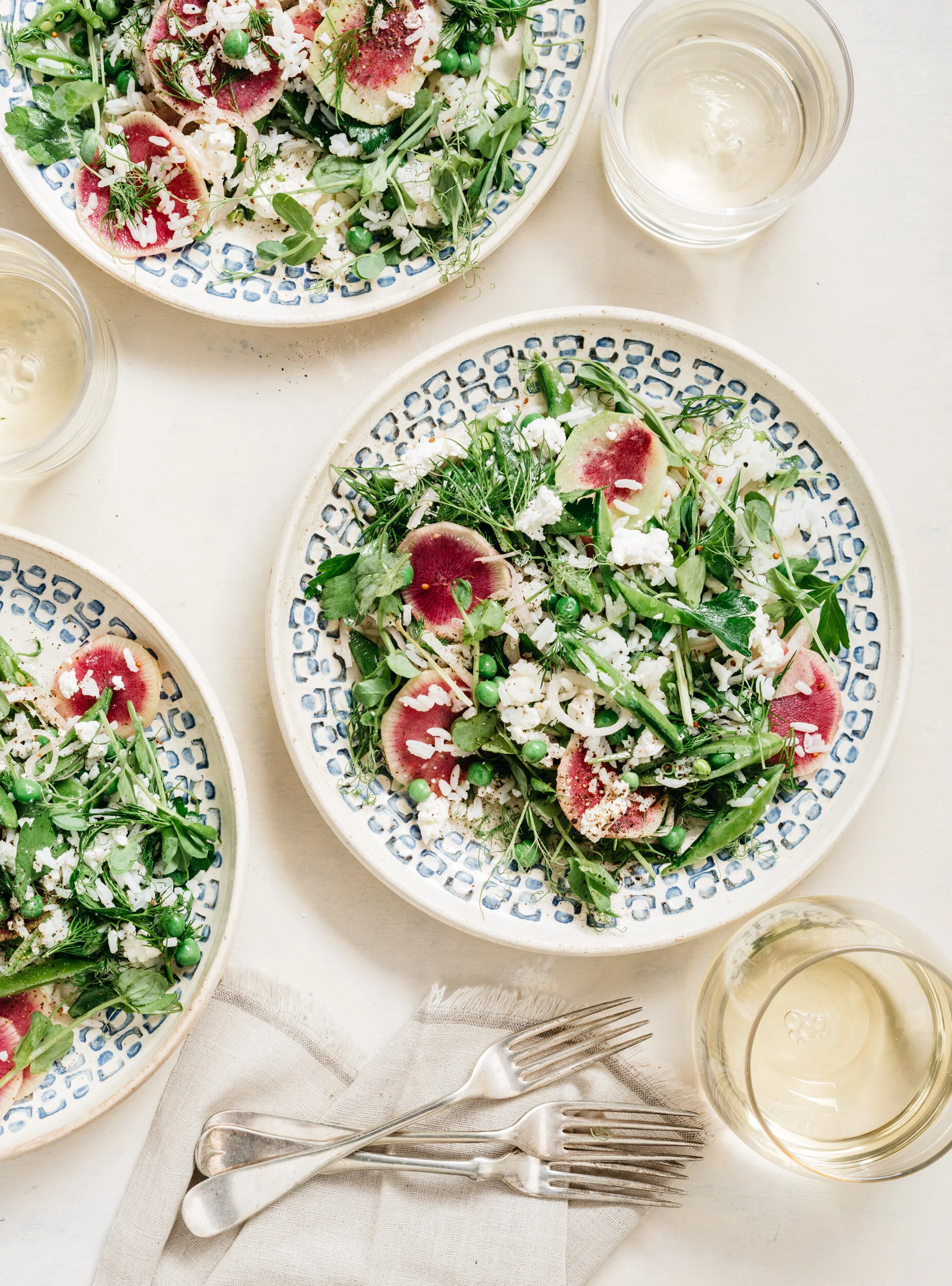 Sugar Snap Pea and Rice Salad with Feta, Radishes and Dill
