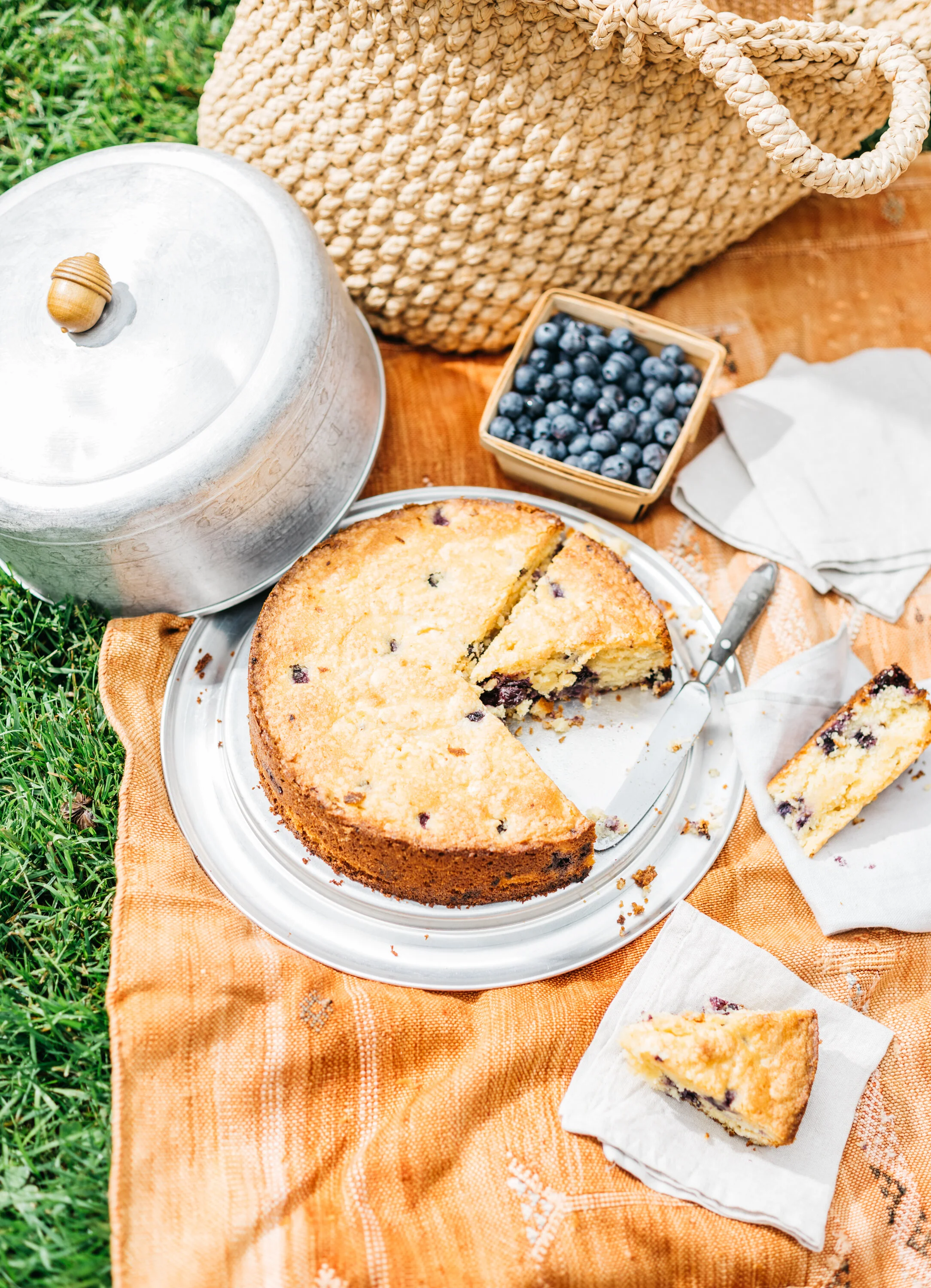 Lemony Polenta Cake with Blueberries