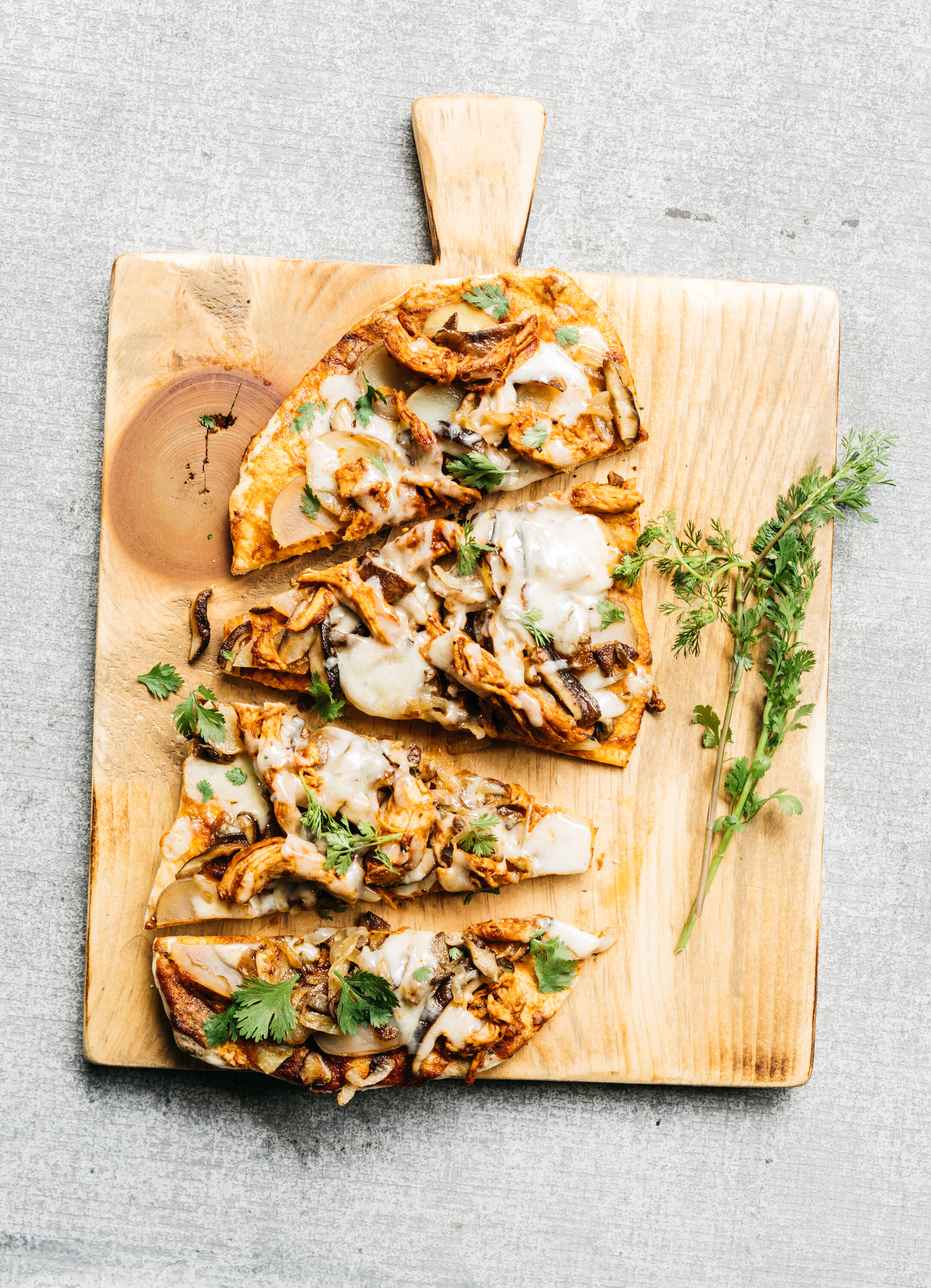 Barbeque Chicken, Potato and Mushroom Flatbread 