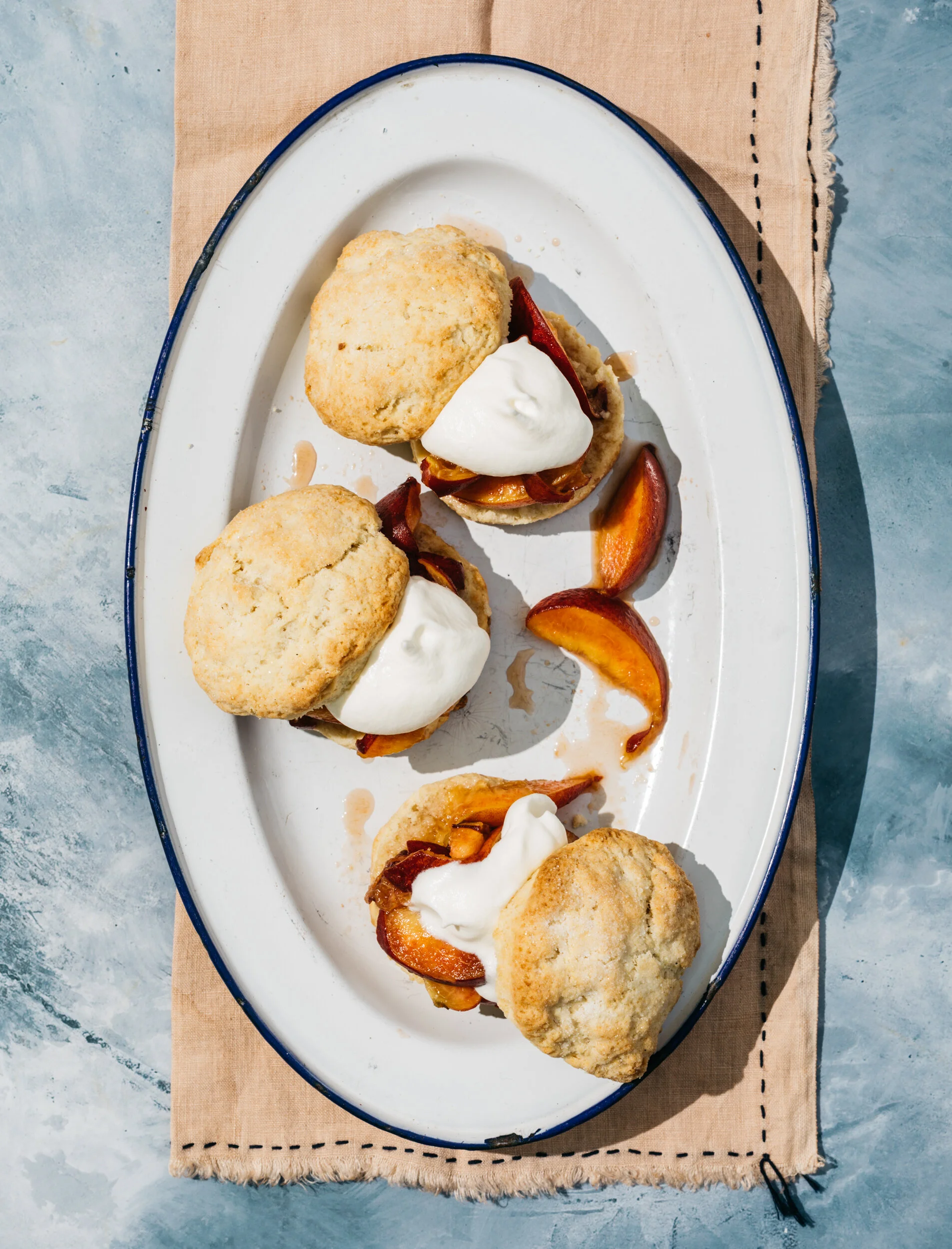 Peaches and Cream Shortcake with Brown Sugar and Bourbon