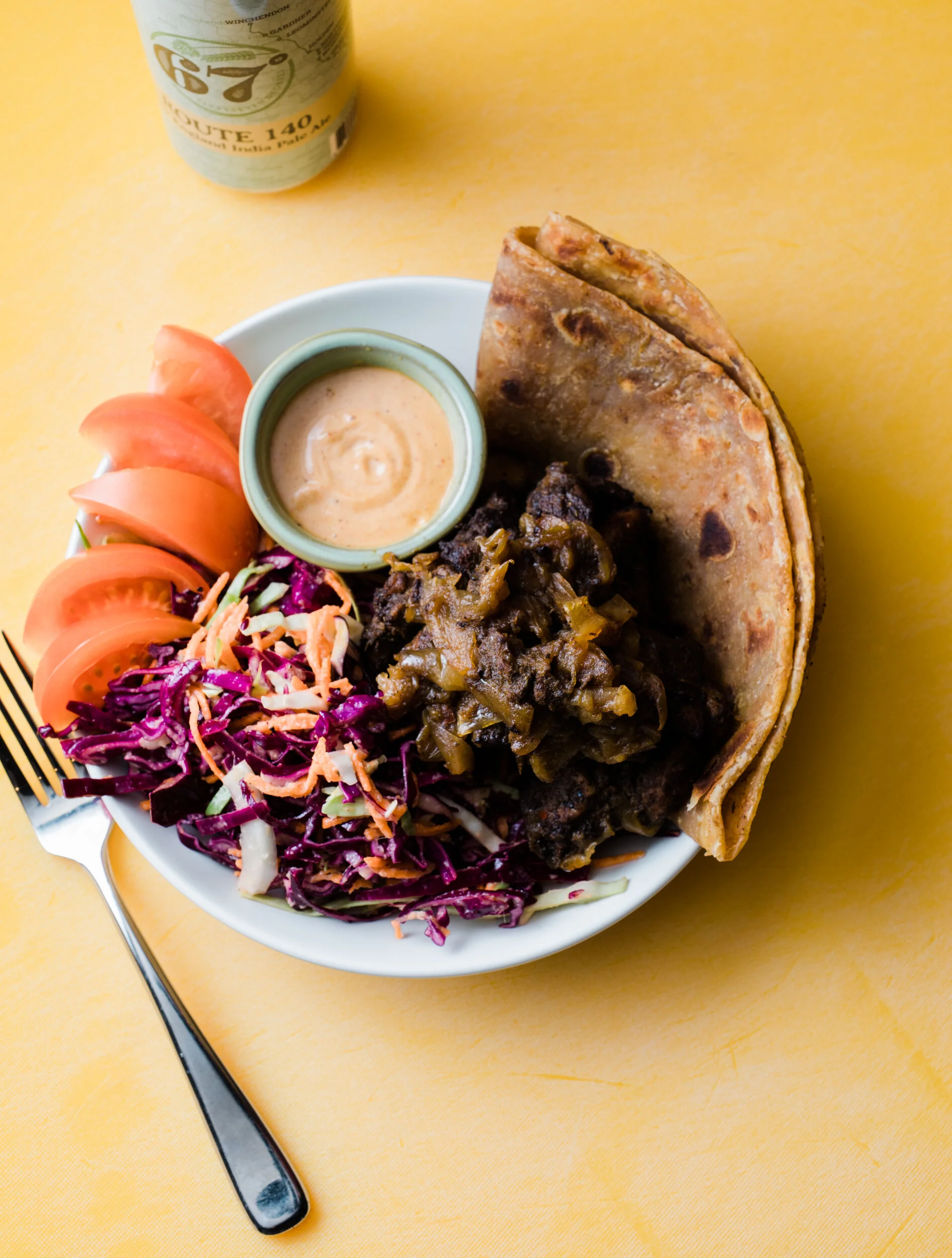 Chapati bread on the side