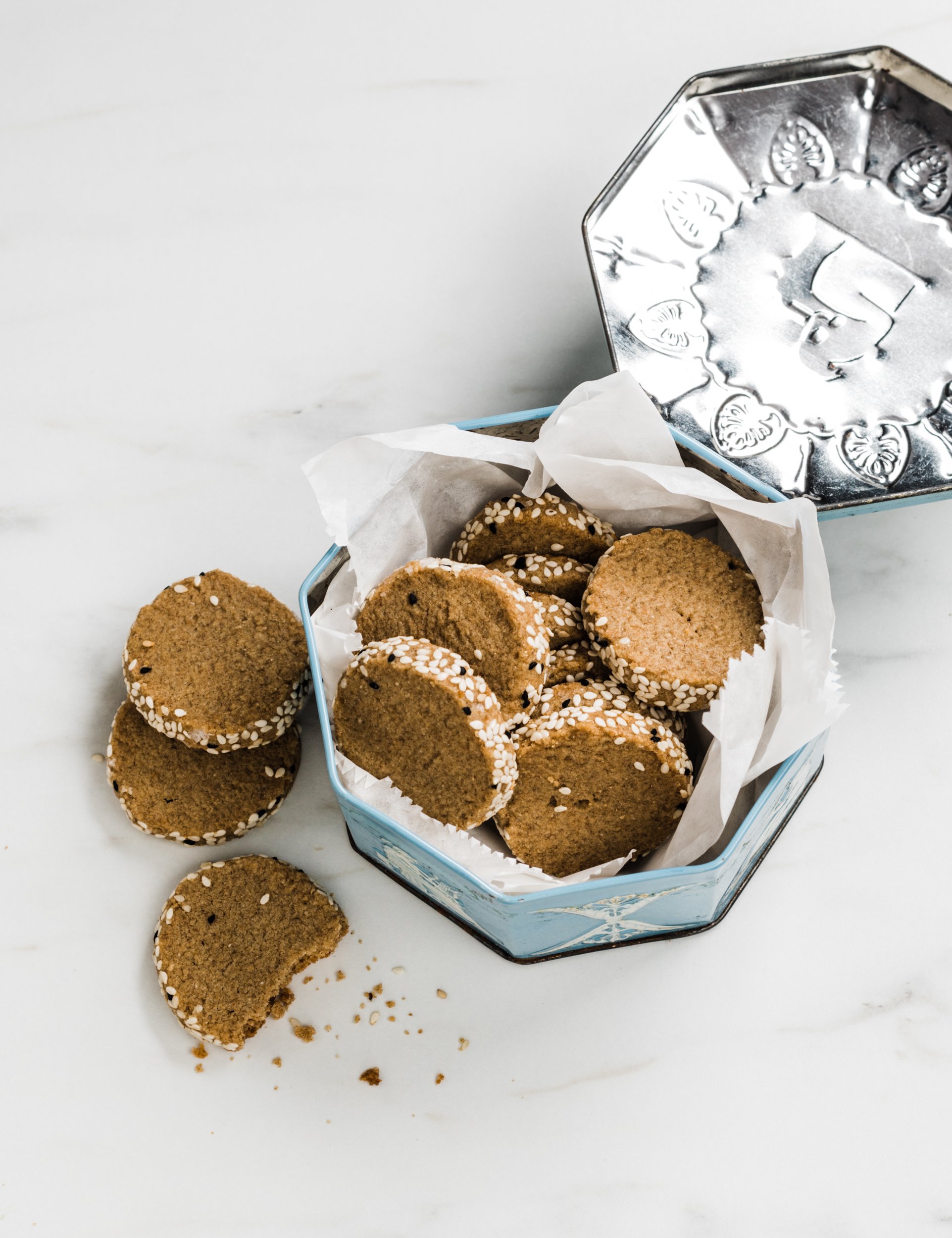 Rye Tahini Shortbread Cookies