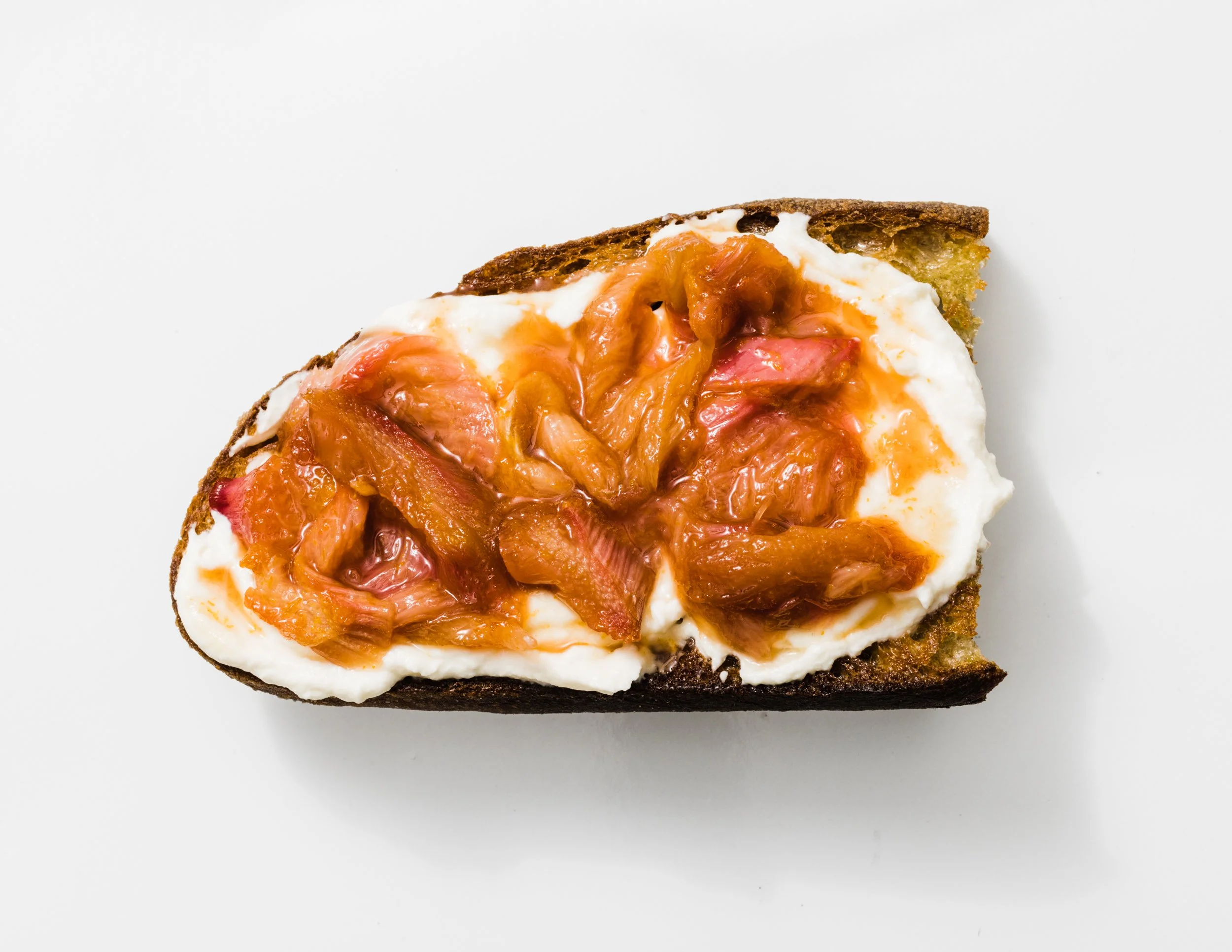 Roasted Rhubarb Toast with Whipped Ricotta and Mascarpone