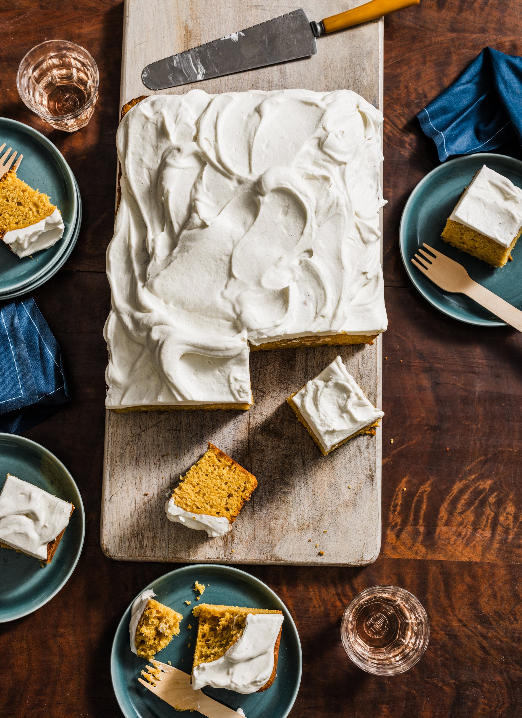Pumpkin Cardamom Sheet Cake with Whipped Mascarpone