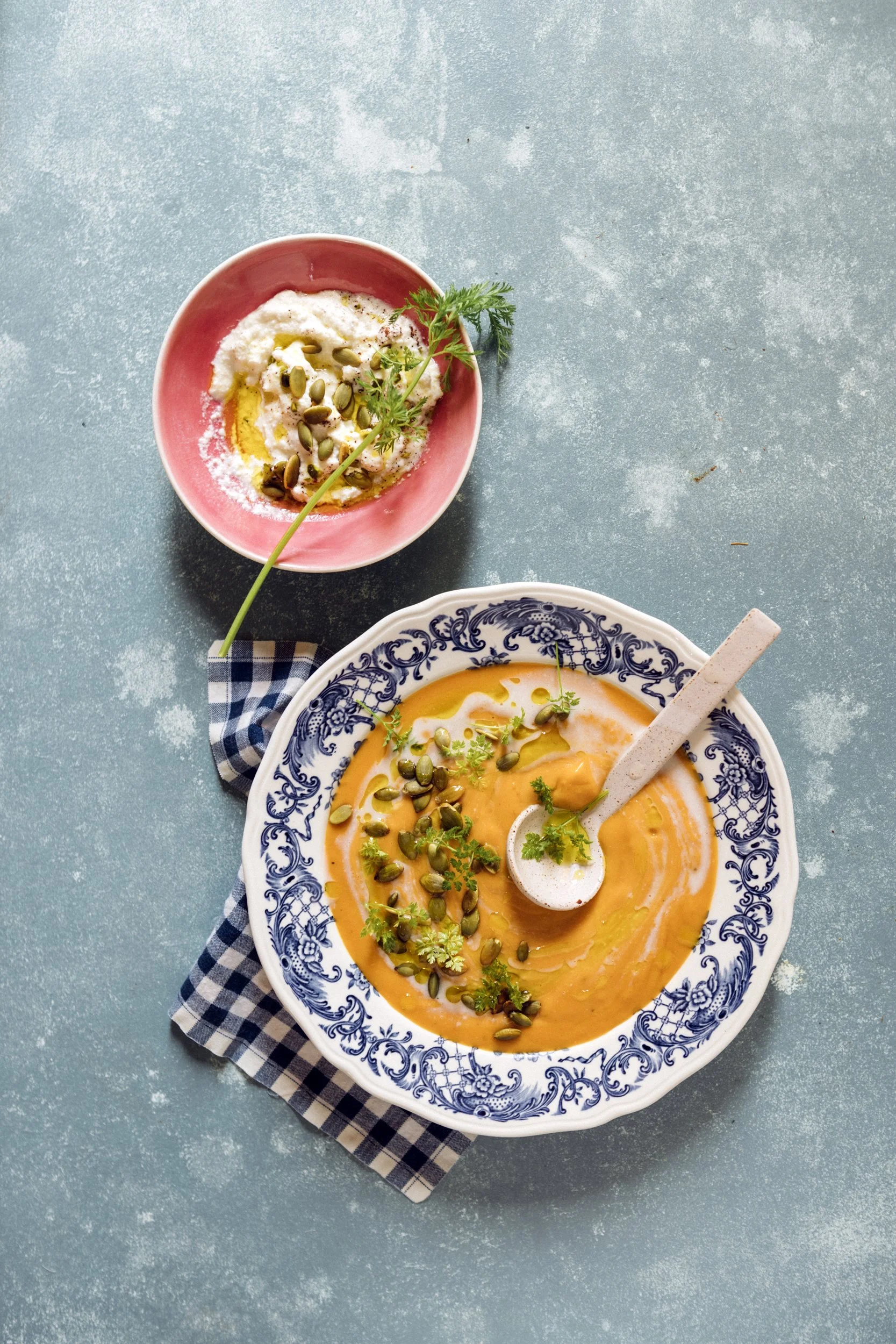 Comforting Carrot and Lentil Soup and Rosemary and Coconut Milk
