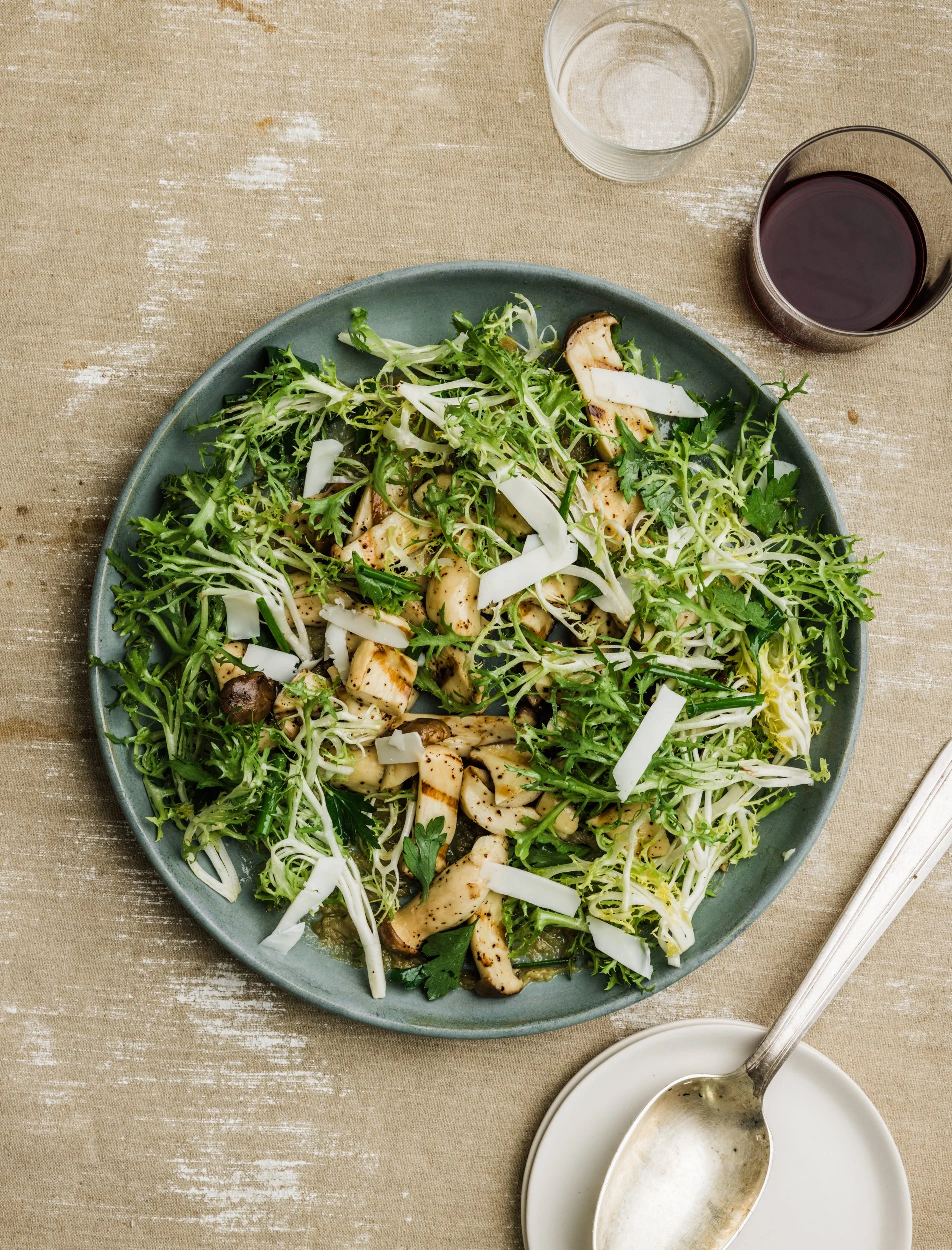 In the Edible Kitchen: Grilled Mushroom and Frisée Salad