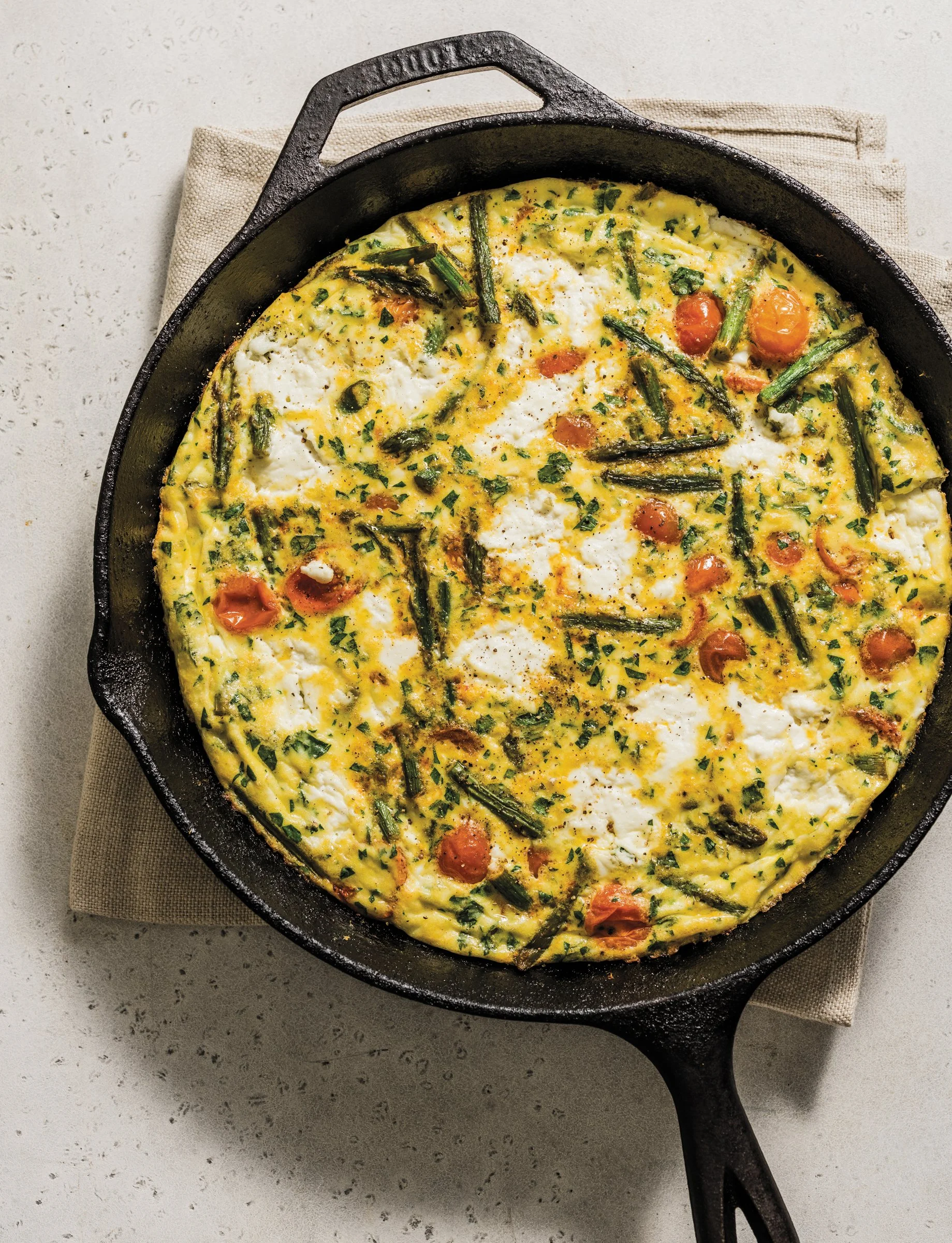 Baked Frittata with Ricotta, Asparagus and Cherry Tomatoes
