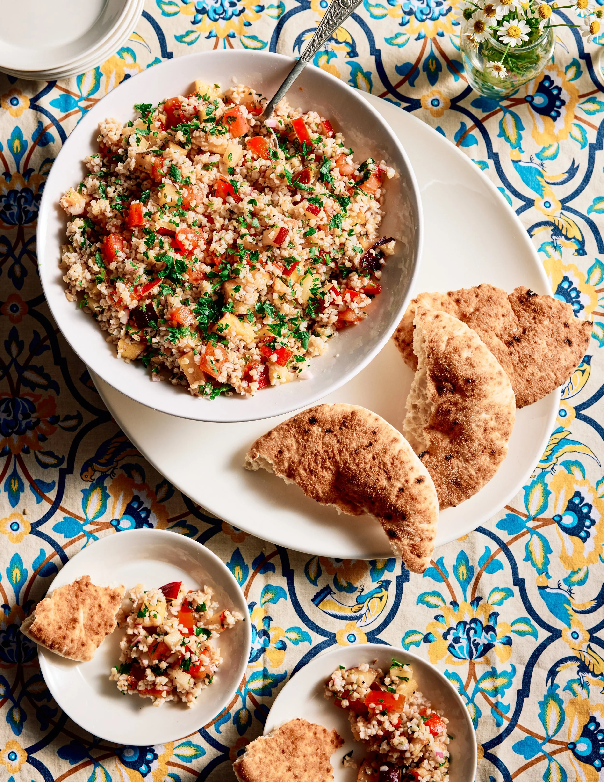 Bowl of Summer: Stone Fruit and Heirloom Tomato Tabouli