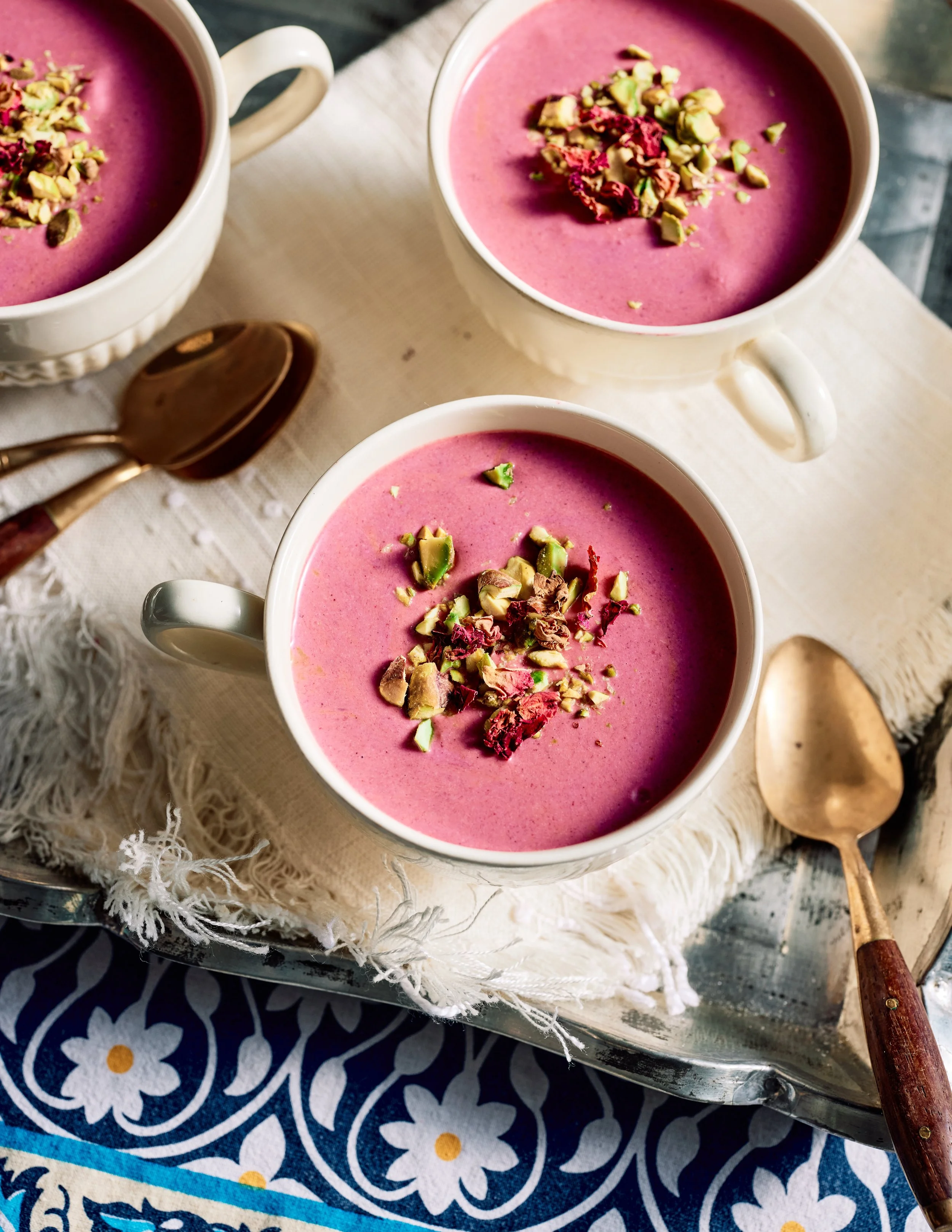 A Royal Finish: Blackberry Shrikhand with Cardamom, Saffron and Rose 