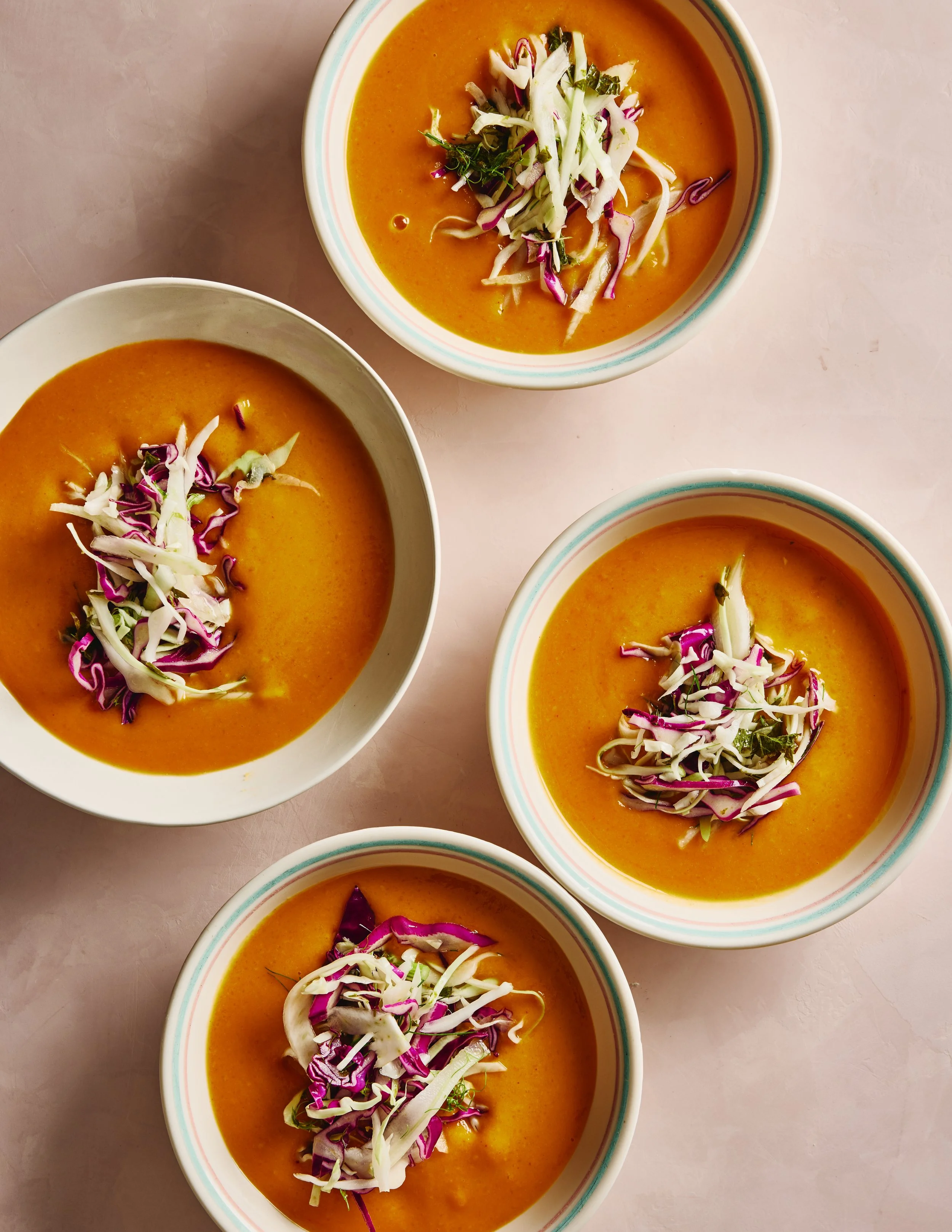 Thai Red Curry Butternut Squash Soup with Cabbage and Fennel Citrus Slaw