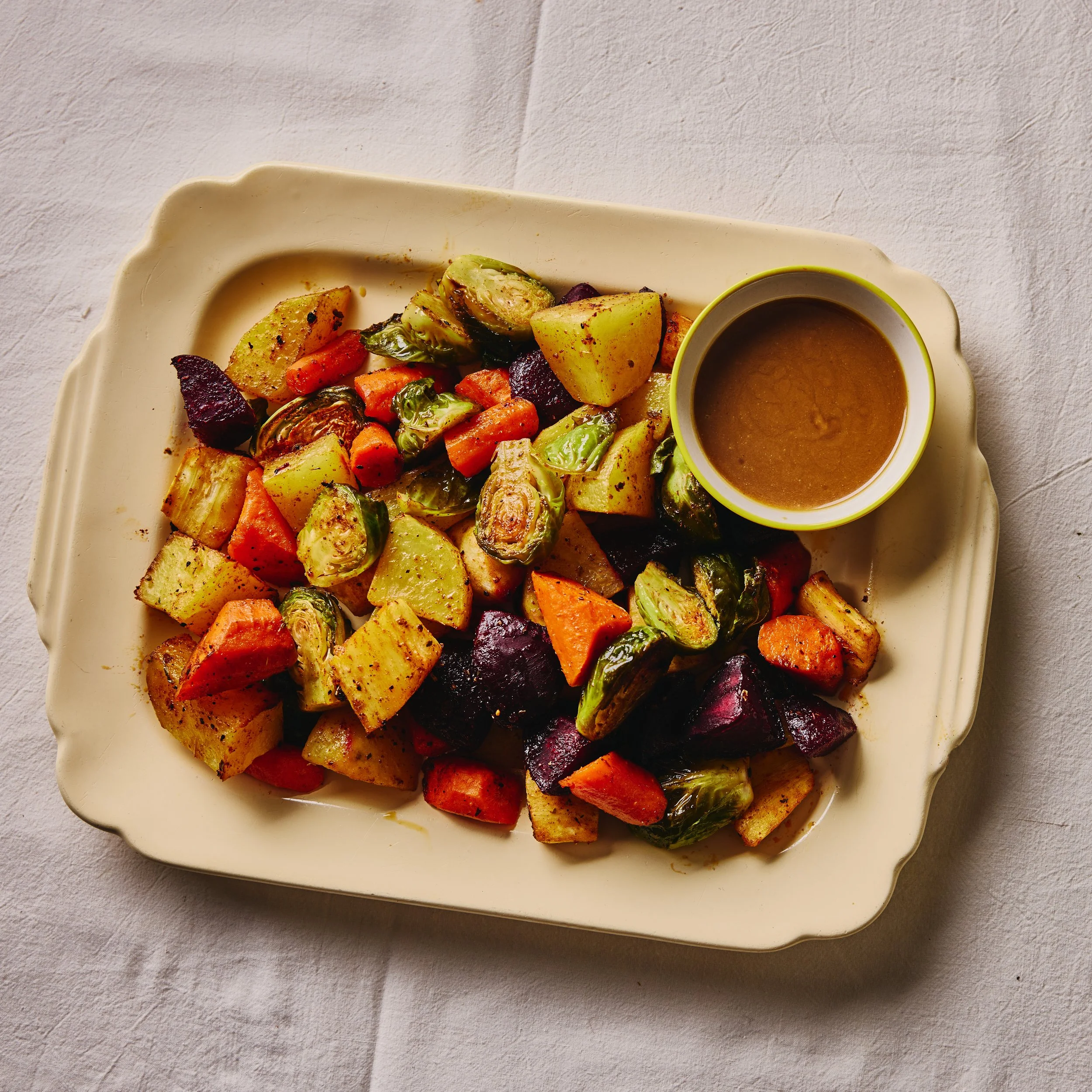 Roasted Roots with Smokey Seasoning and Tahini Dressing