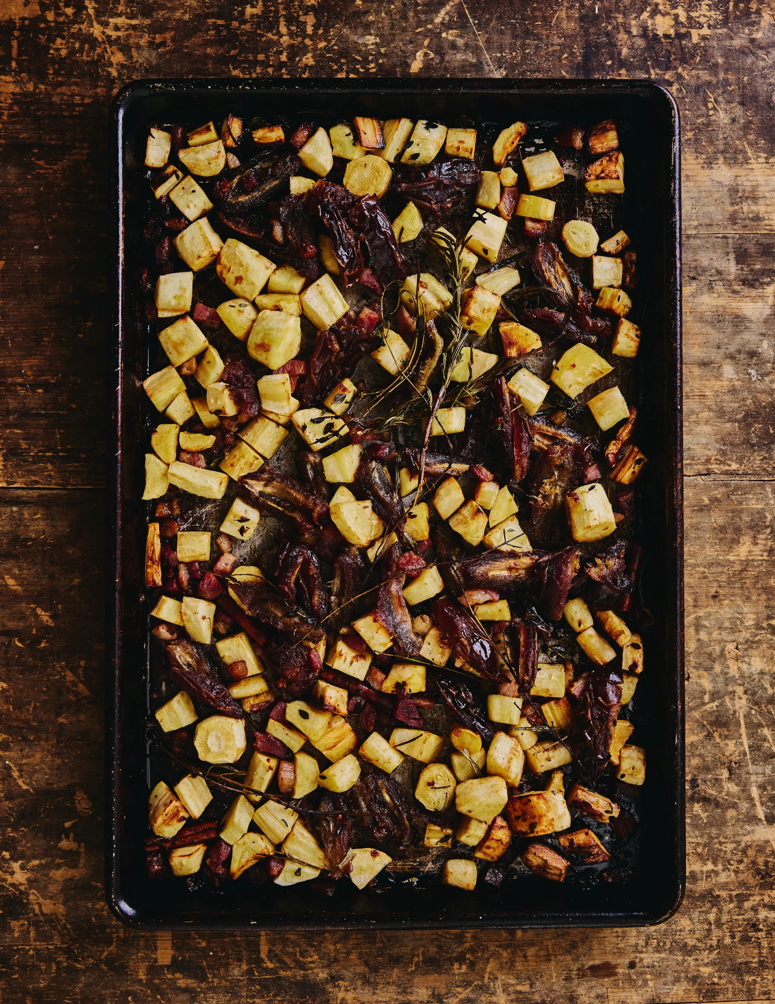 Roasted Parsnips with Pancetta and Dates