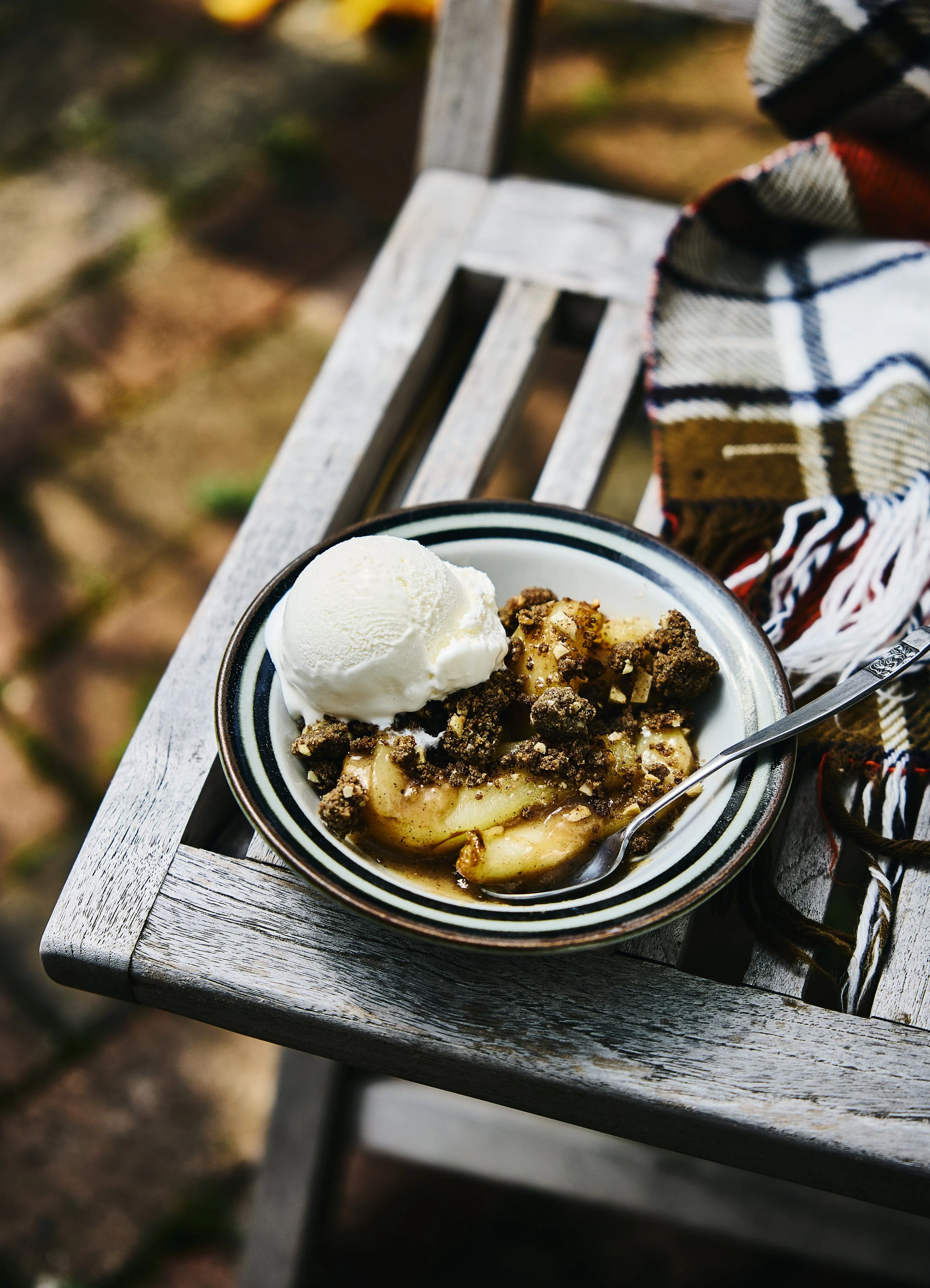 Skillet Spiced Pears with Buckwheat-Almond Topping