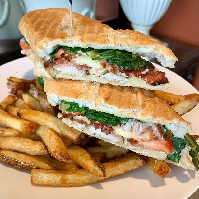 New Menu Item!!! The Chicken club house panini! Served with fries or salad or as a platter 🙌🙌