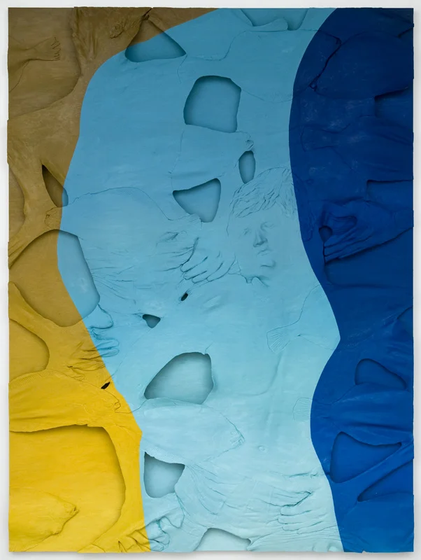 He Left With the Flounders 1 , Oil paint, spray paint, urethane resin, epoxy on Dibond panel, 64 x 48 in., 2014