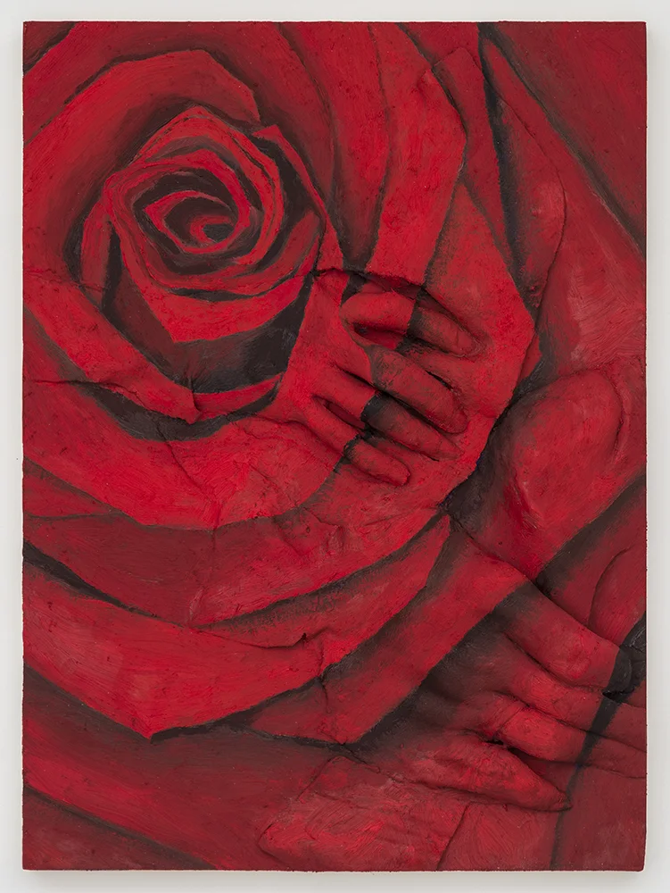 Back to Basics - Rose (Lucy and Jon) , Oil paint, acrylic paint, urethane resin, polyurethane adhesive on wood panel, 16 x 12 in., 2014