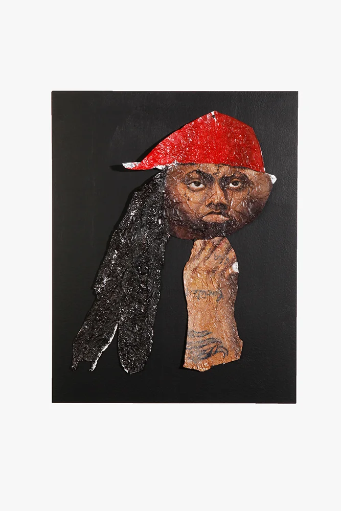 Lil Wayne – Flat , Oil paint on aluminum foil, 21 x 15 in., 2009