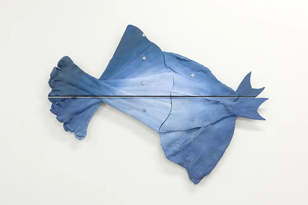 BFBM 1 , Oil paint, acrylic paint, urethane resin, epoxy, fiberglass, wood frame, 28x38 in., 2017. Photo: Tony Luong