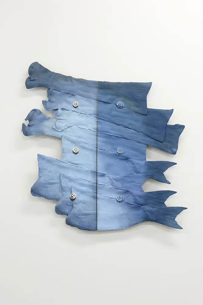 BFBM 2 , Oil paint, acrylic paint, urethane resin, epoxy, fiberglass, wood frame, 30x29 in., 2017. Photo: Tony Luong
