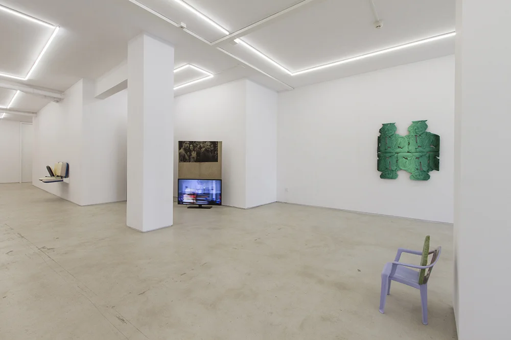 Installation View - WHOLESOME ENVIRONMENT , Alex Da Corte, Bas van den Hurk, Ed Fornieles, Indriķis Ģelzis, Jacolby Satterwhite, Jonny Niesche, Justin Lieberman , Karla Black, Lucy Kim, Magali Reus, Patrick Hill, Philipp Timischl, Ry Rocklen, Takahiro Iwasaki, Yngve Holen