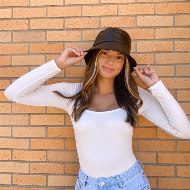 Black Leather Bucket Hat