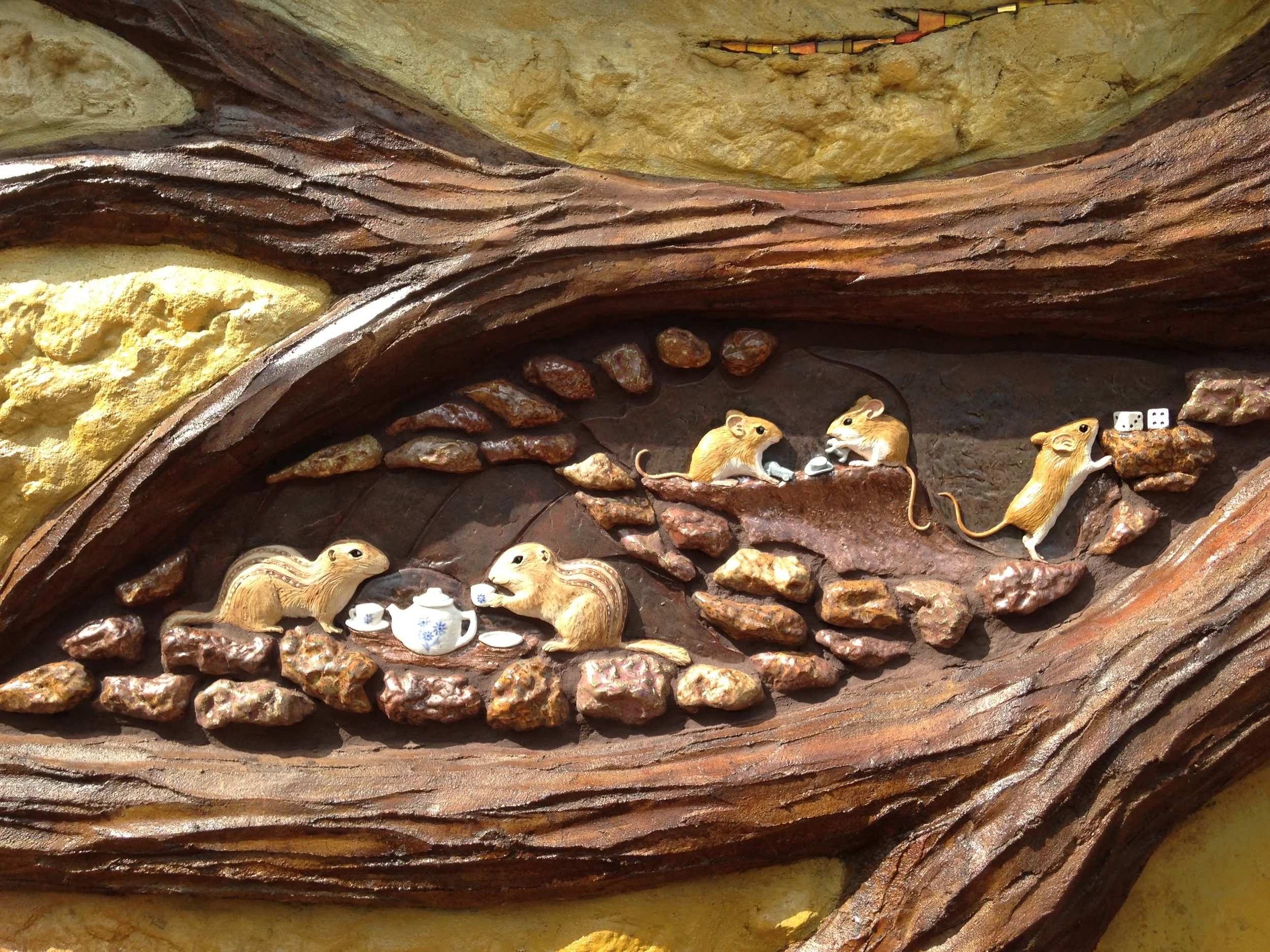  Thirteen striped ground squirrel and deer mice.&nbsp;Sculpted and stained concrete. Sculpted and glazed ceramics. Glass tile mosaic. - 2016 