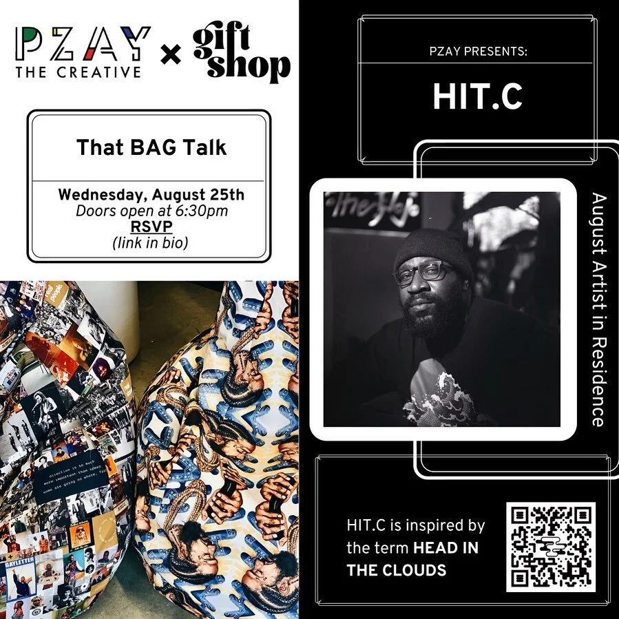 This Wednesday PZAY x Gift Shop presents &ldquo;That BAG Talk&rdquo; lead by our Artist in Residence @pzaycreates and featuring CTA&rsquo;s Culture Analyst @bemobrown

Doors open at 6:30PM and the RSVP link in bio.