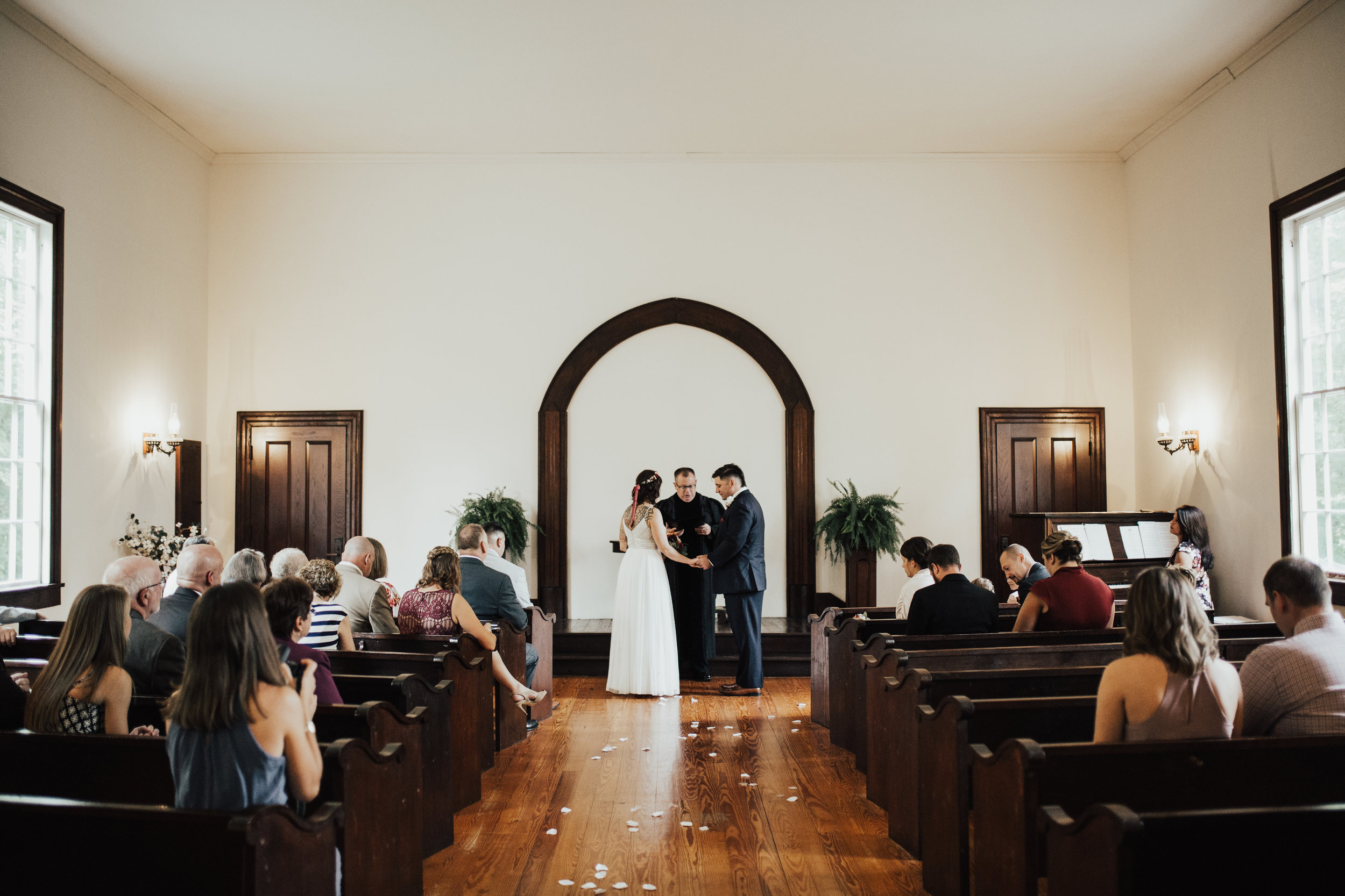 They chose to have an intimate ceremony with only their closest family sharing the moment with them. 